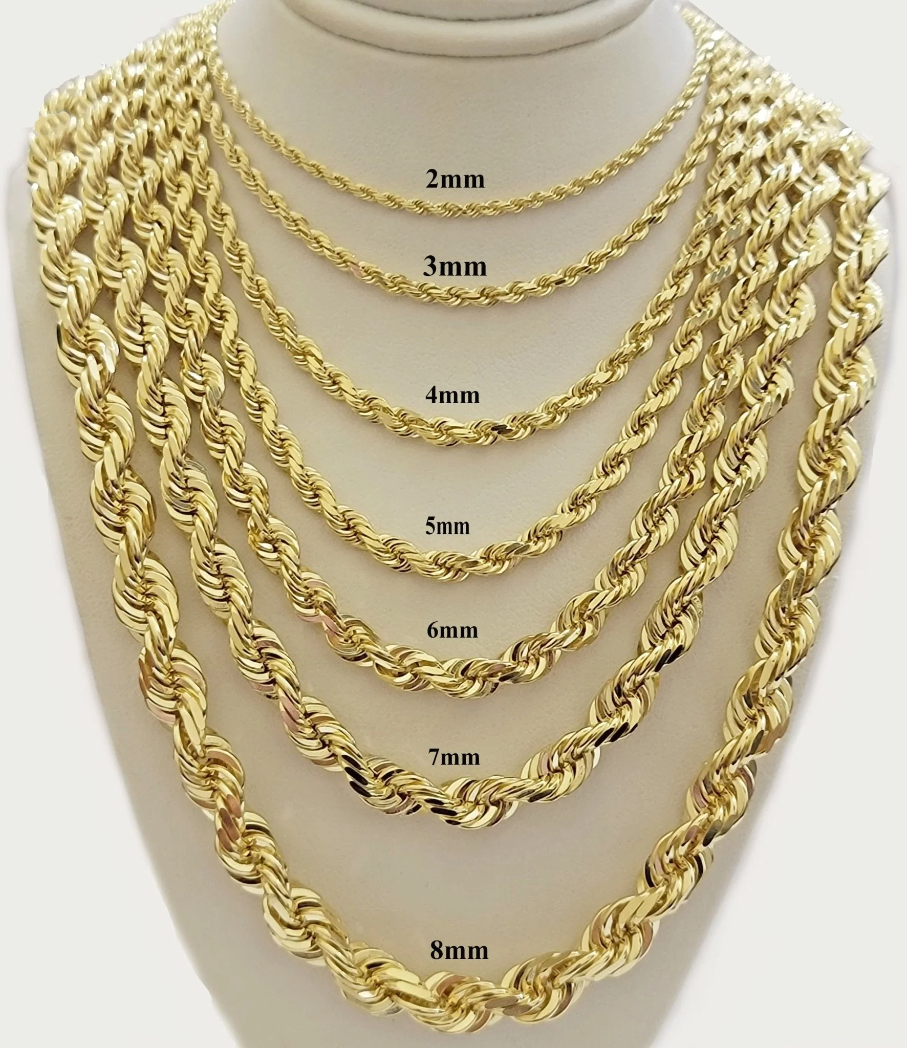 14k Yellow Gold Rope Chain Solid Necklace 6mm 24" Dimond Cut 14KT Real Gold - Image 5