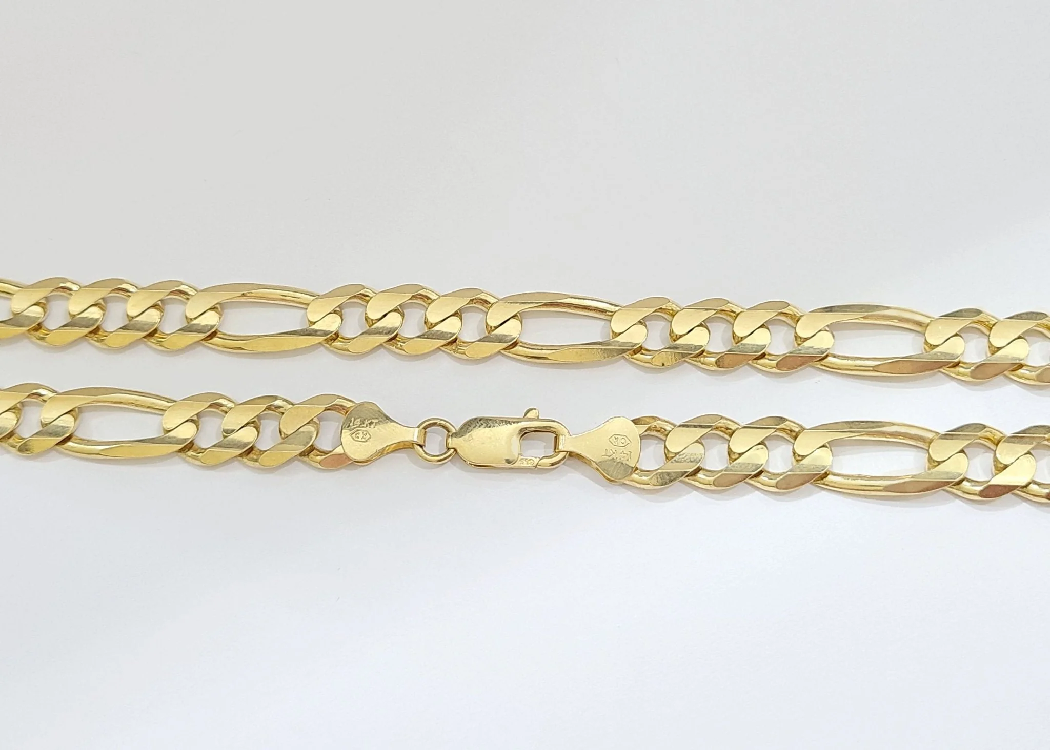 Real 14kt Solid Yellow Gold Figaro Chain 10mm 22'' inches Necklace 14k - Image 6