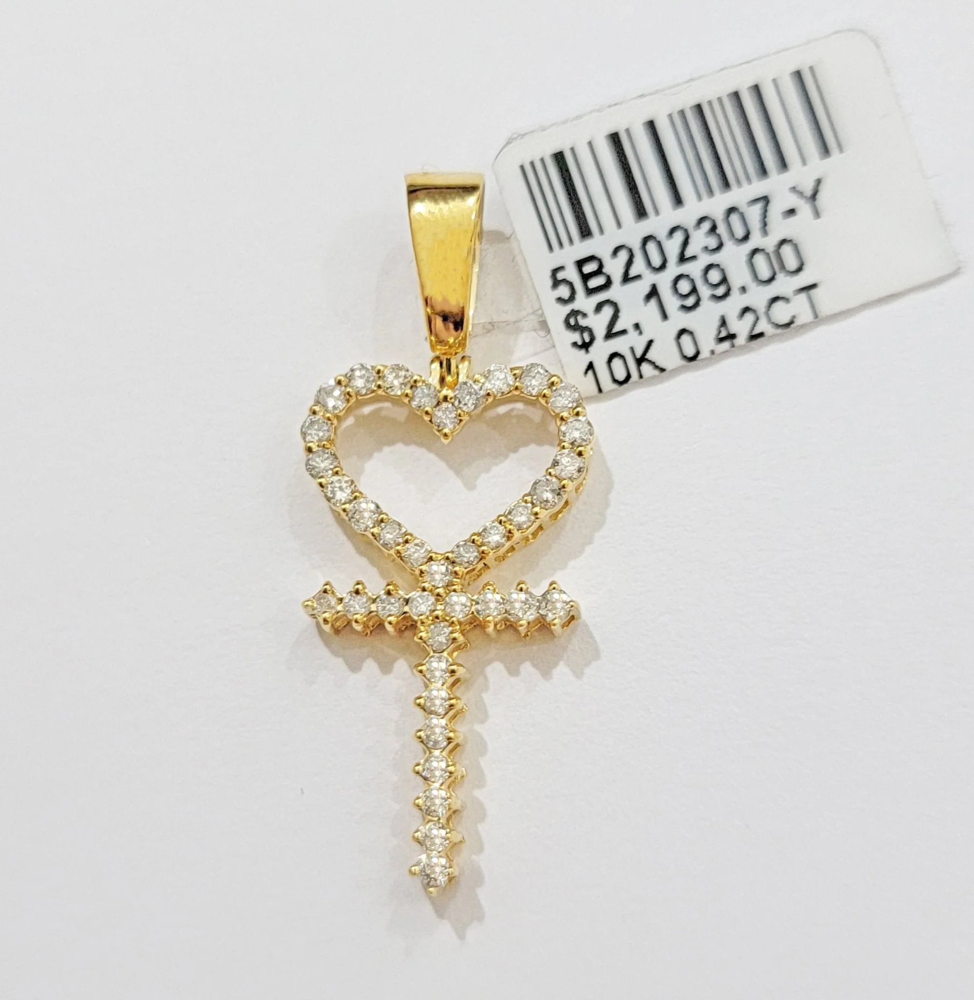 Diamond charm pendant Real 10k gold Natural Diamonds Heart Ankh Cross For Women - Image 5