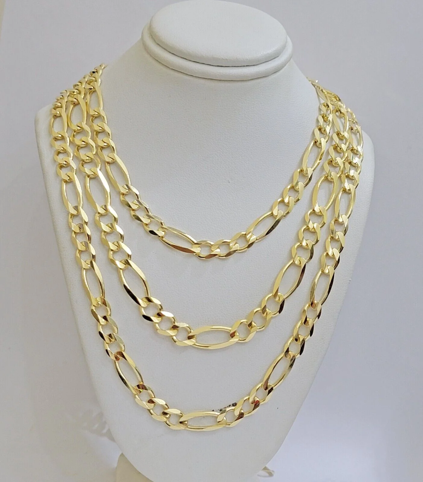 Figaro Link Chain 14k Yellow Gold 7mm Necklace 20 - 30 Inch SOLID 14kt STRONG - Image 11