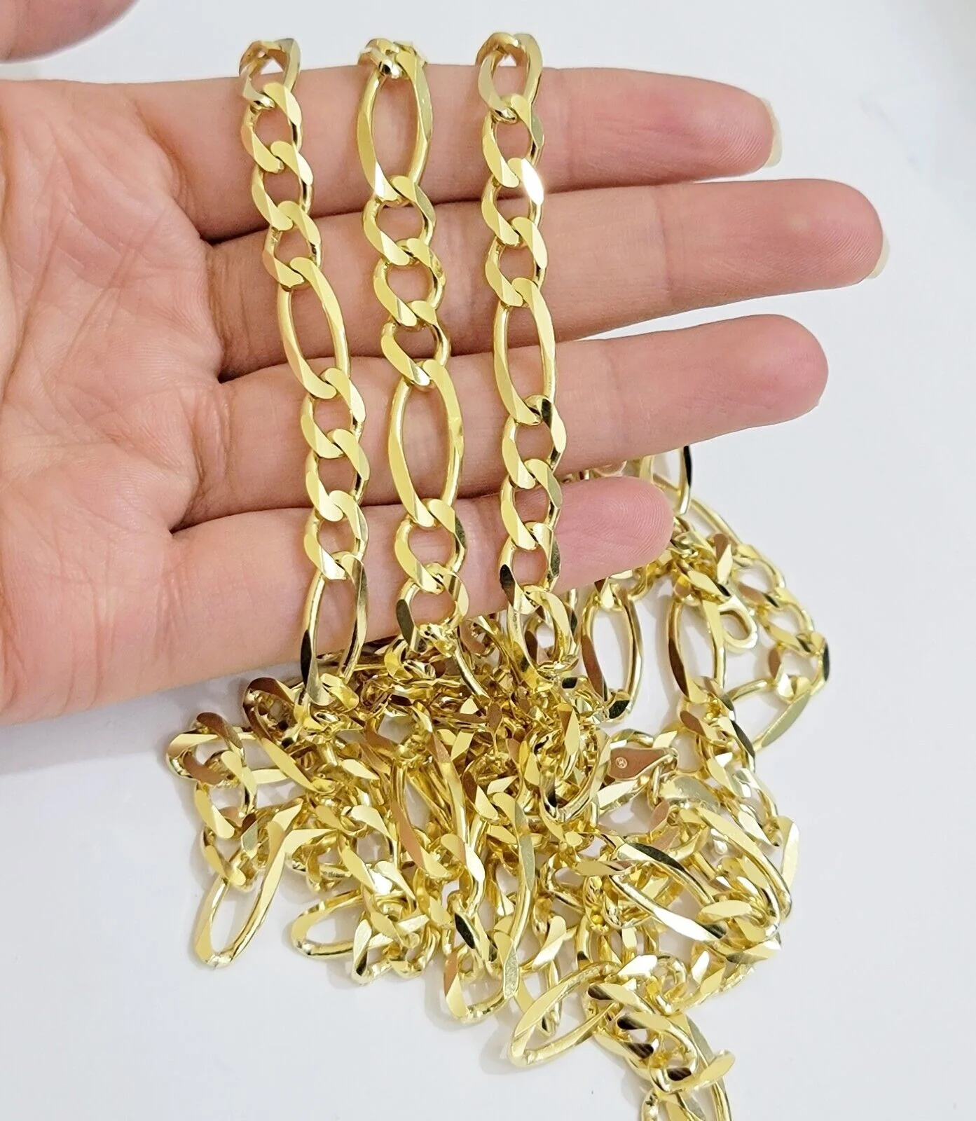 Figaro Link Chain 14k Yellow Gold 7mm Necklace 20 - 30 Inch SOLID 14kt STRONG - Image 12