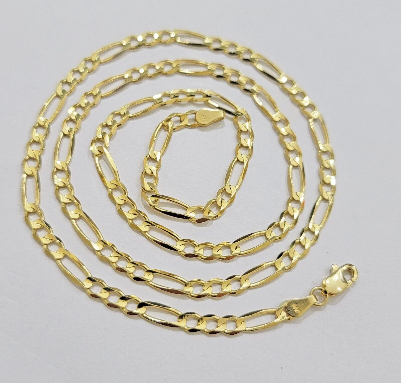 Figaro Link Chain 14k Yellow Gold Necklace 3.5mm 18 - 28 Inch SOLID 14kt STRONG - Image 6