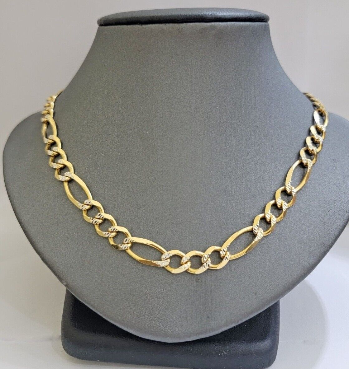 Figaro Link Chain Real 10k Yellow Gold 8mm Necklace 18- 30 Inch Solid Two Tone - Image 10