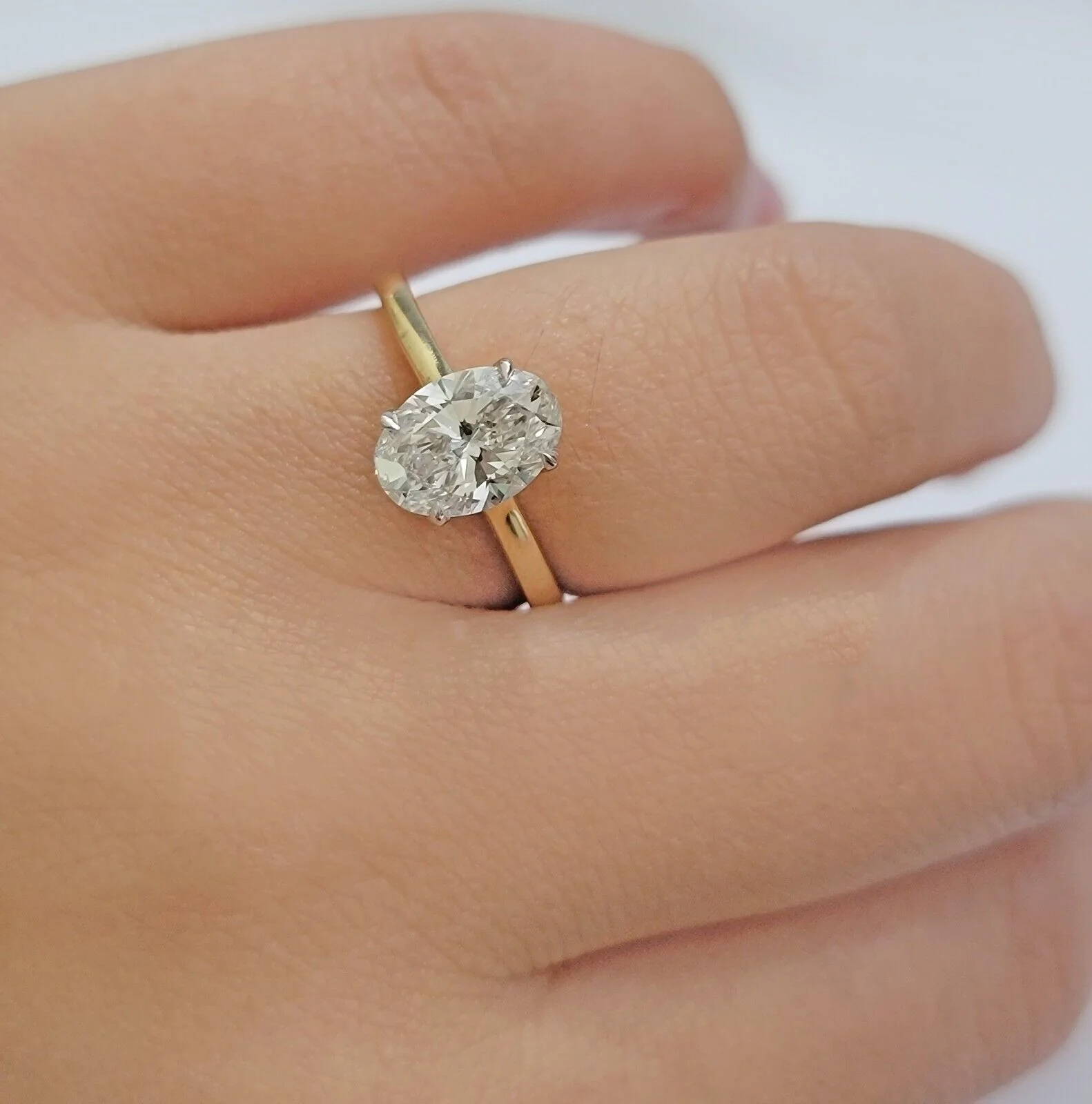 IGI Diamond Engagement Ring VS G Oval 3.50 Carat Lab-Created Eye Clean 14k White - Image 3