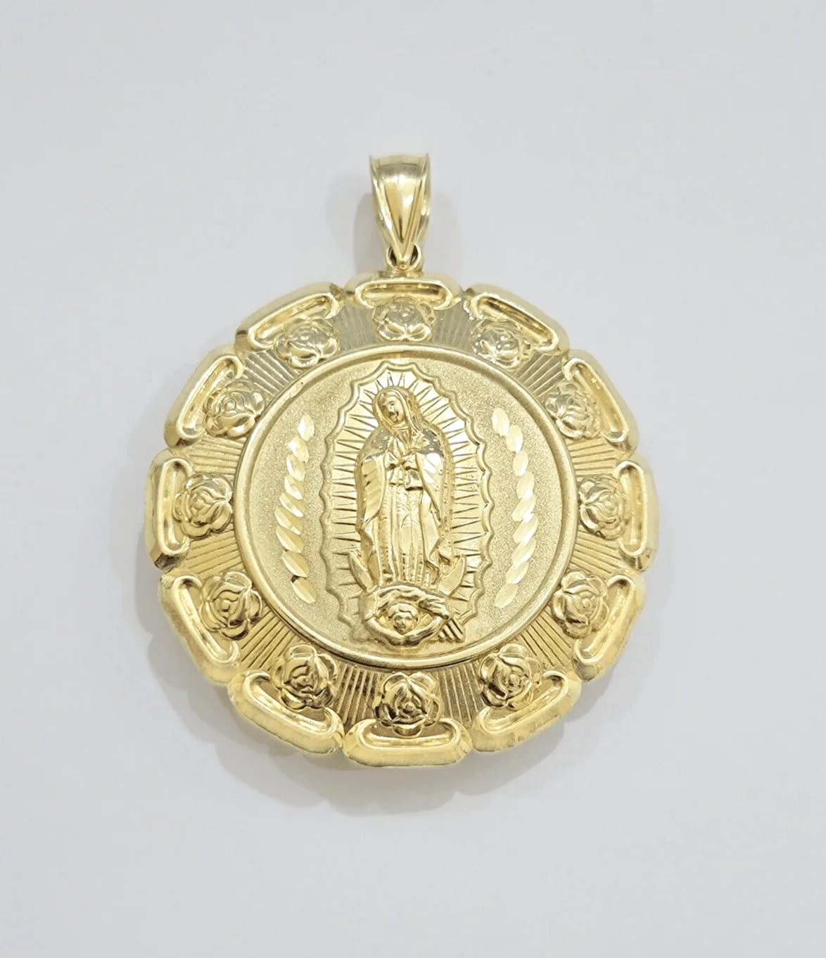 Jesus Virgin Mary Charm Pendant Real 10k Yellow Gold For 10kt Chain Necklace New - Image 2