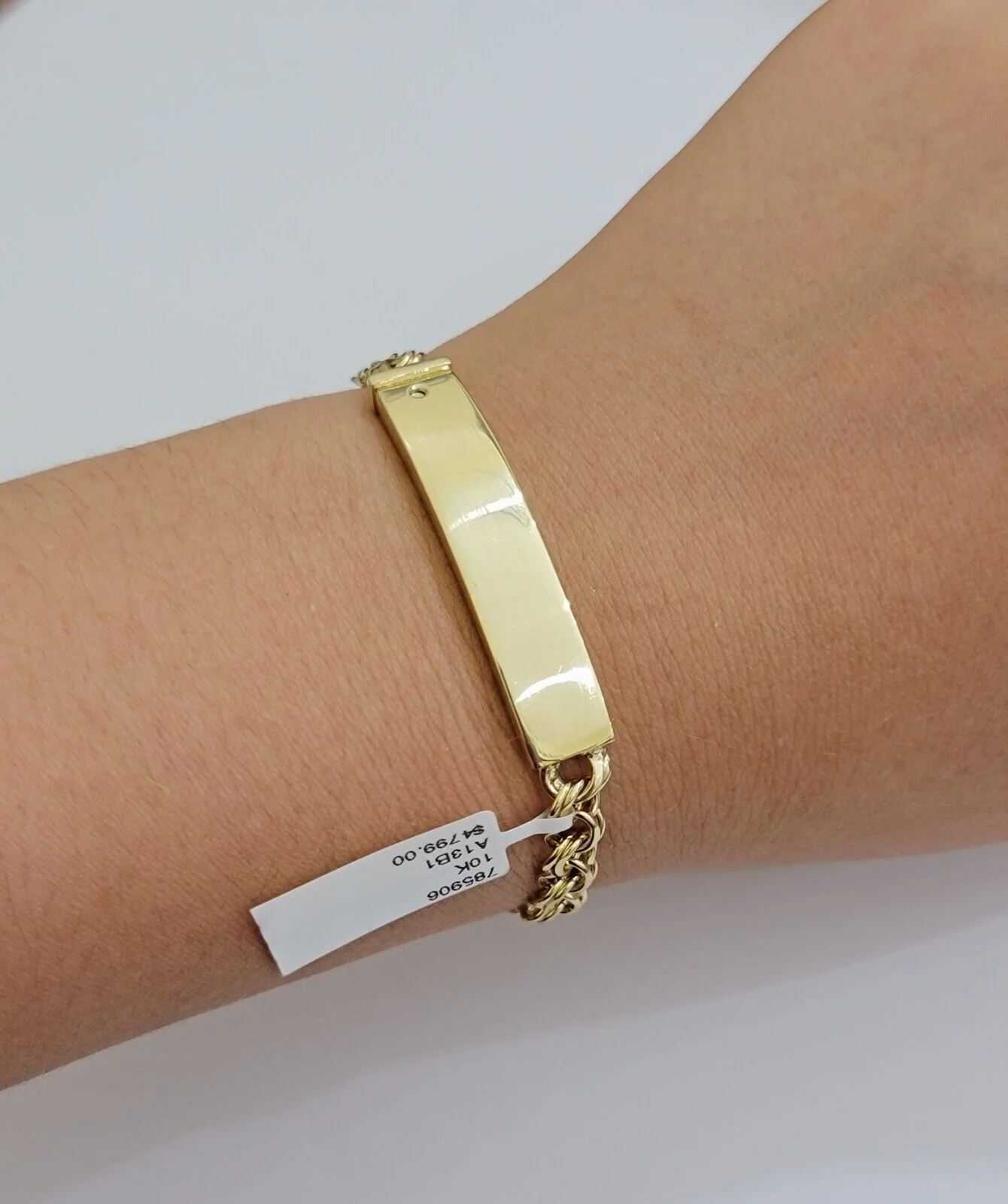 Kids 10k Yellow Gold Bracelet Chino ID Name Plate Strong 6 Inch SOLID LINK REAL - Image 3