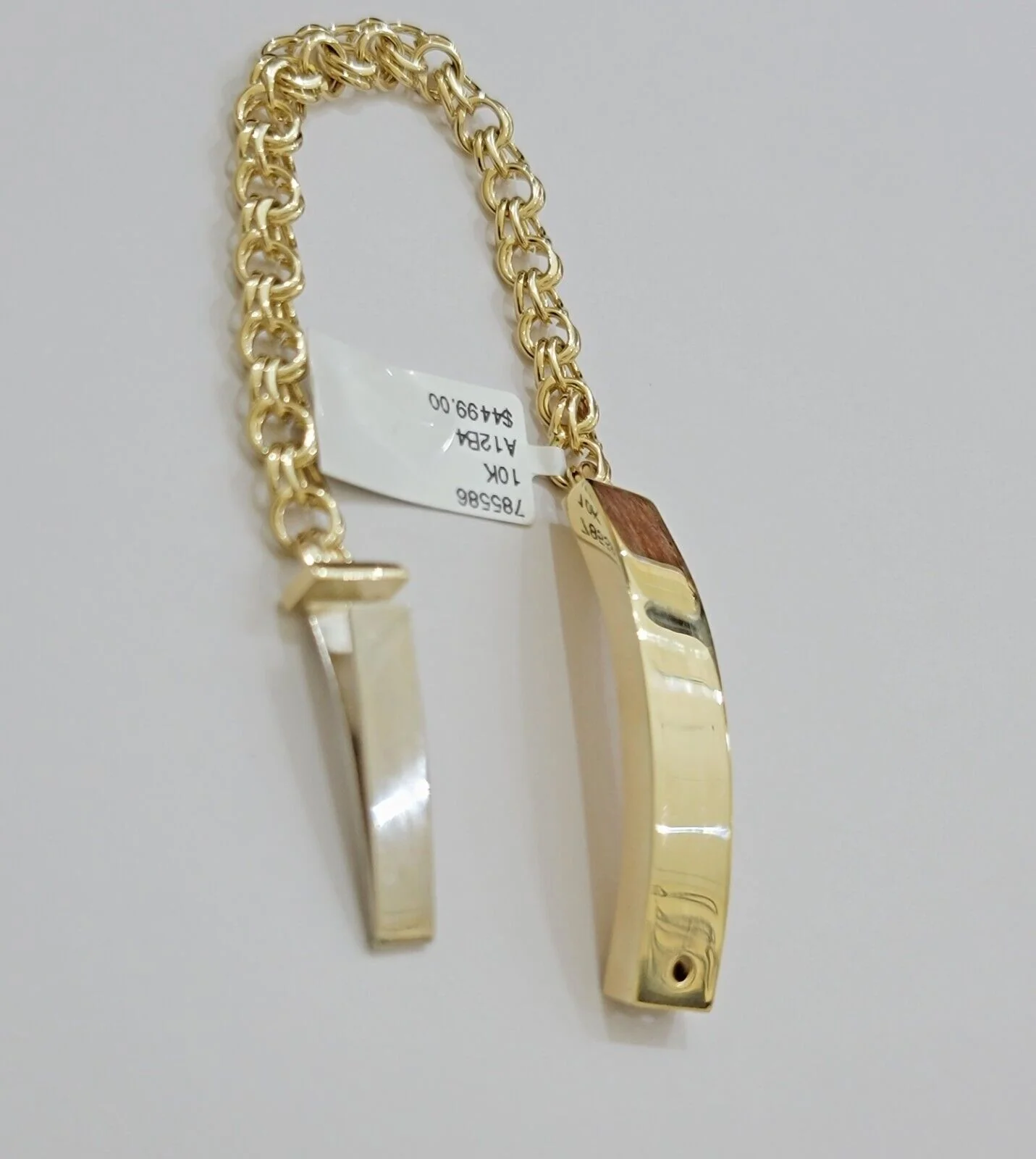 Kids 10k Yellow Gold Bracelet Chino ID Name Plate Strong 6 Inch SOLID LINK REAL - Image 7