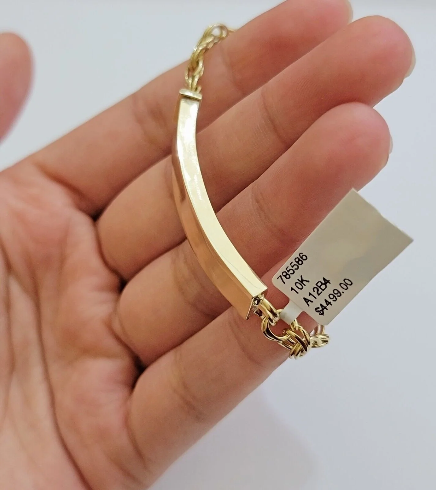 Kids 10k Yellow Gold Bracelet Chino ID Name Plate Strong 6 Inch SOLID LINK REAL - Image 8