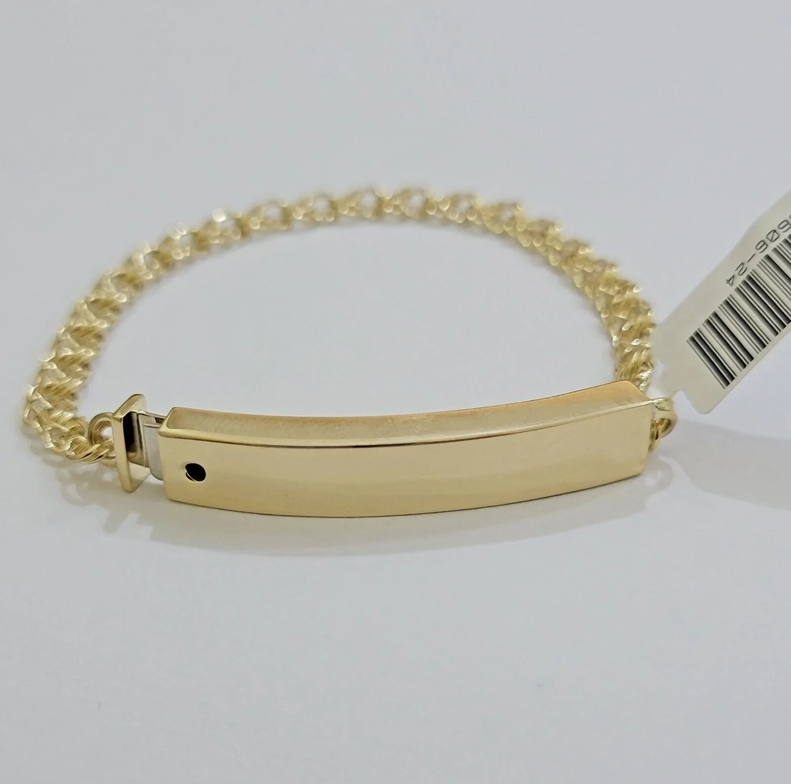 Kids 10k Yellow Gold Chino Bracelet ID Name Plate 5 Inch 4mm SOLID LINK REAL - Image 6