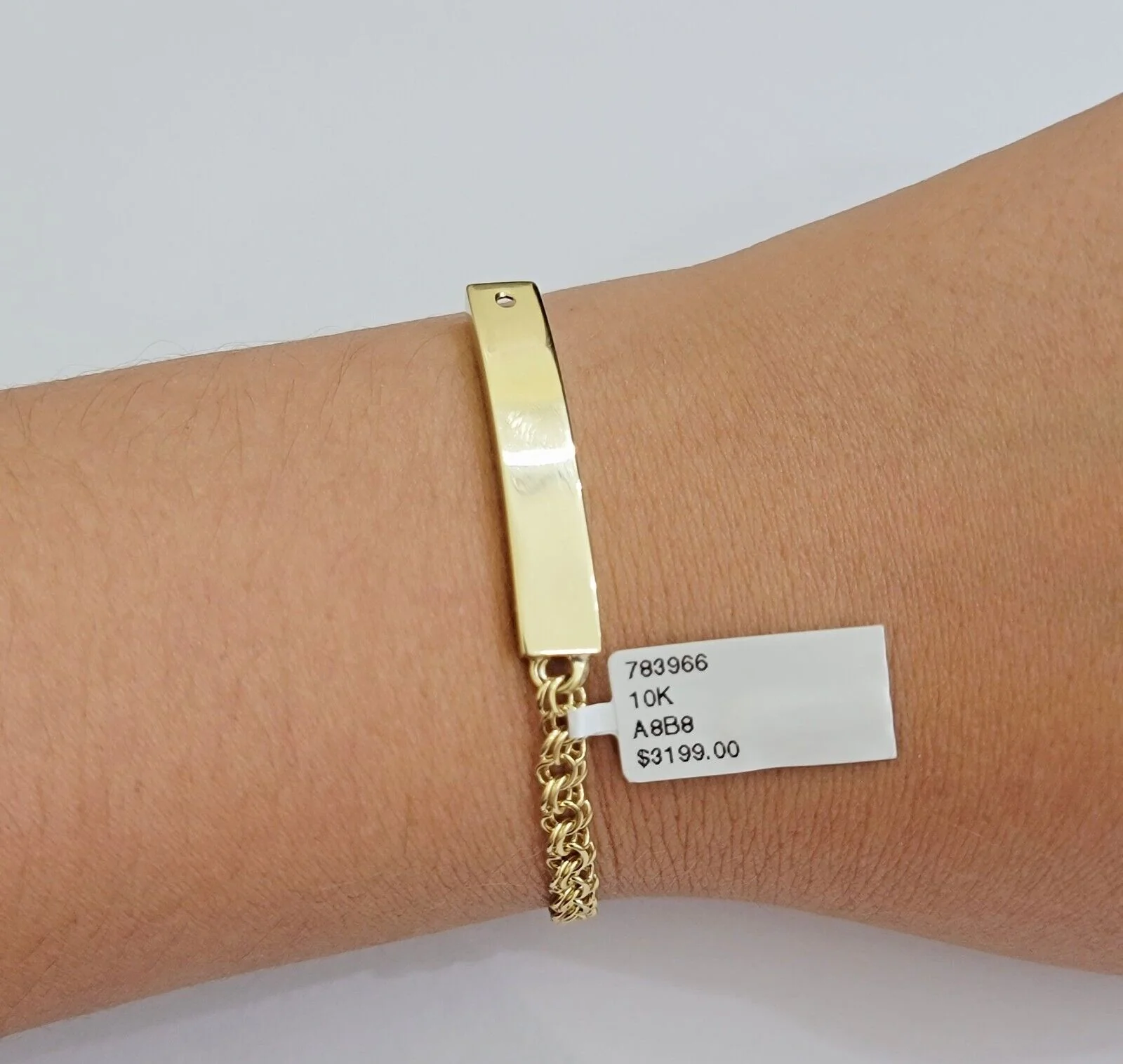 Kids 10k Yellow Gold Chino Bracelet ID Name Plate 6 Inch 4mm SOLID LINK REAL - Image 3