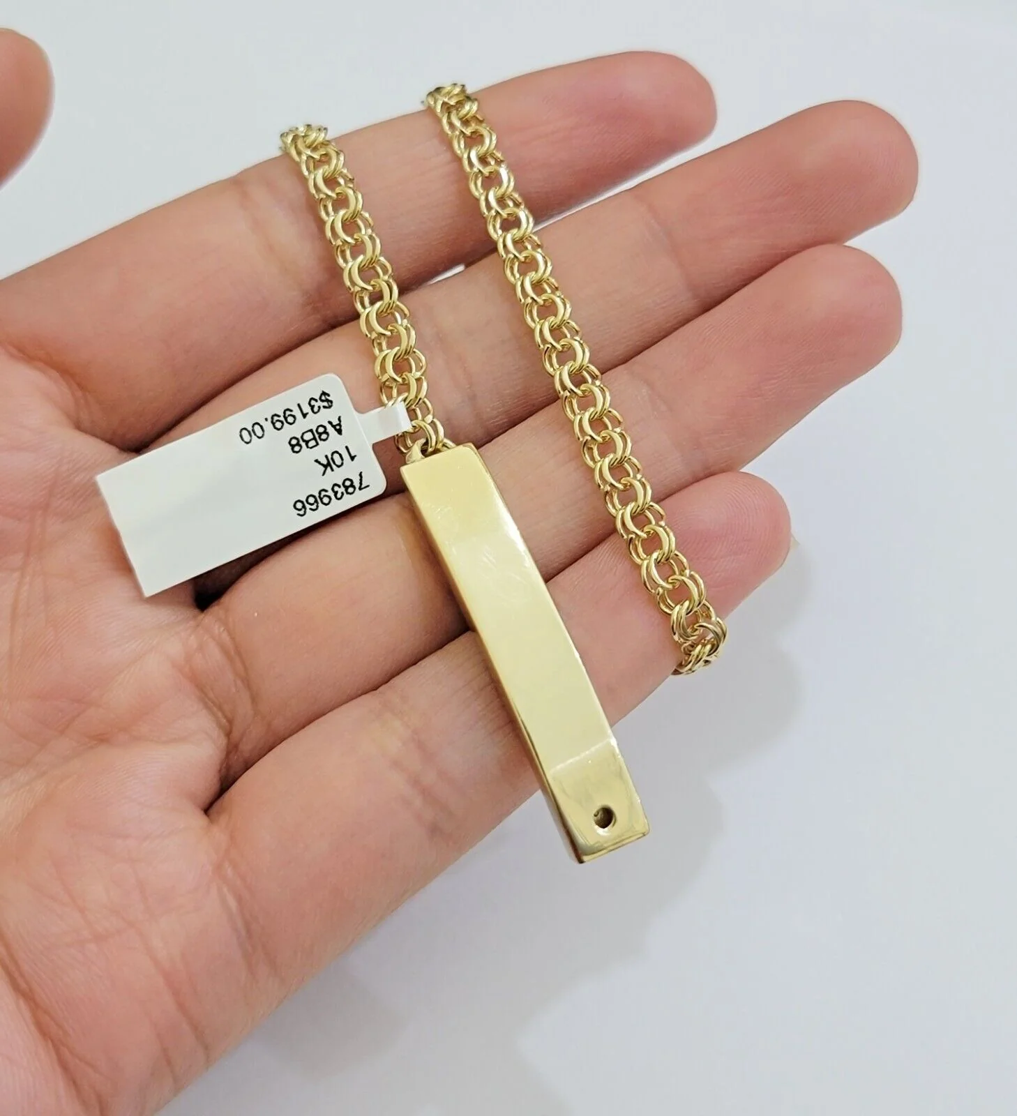 Kids 10k Yellow Gold Chino Bracelet ID Name Plate 6 Inch 4mm SOLID LINK REAL - Image 4