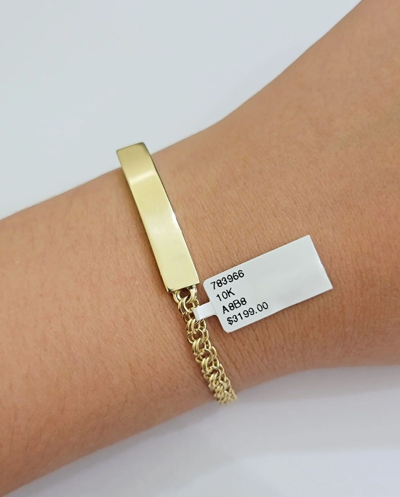 Kids 10k Yellow Gold Chino Bracelet ID Name Plate 6 Inch 4mm SOLID LINK REAL - Image 7