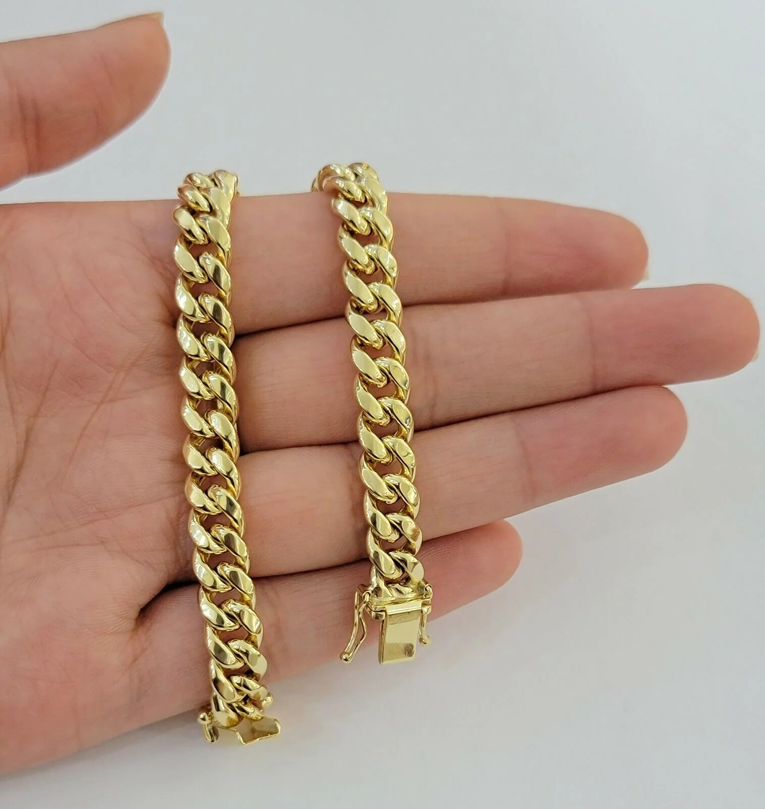 ladies 14k Bracelet Miami Cuban Link 7mm 7" Inch Real 14kt Yellow Gold For Women - Image 6