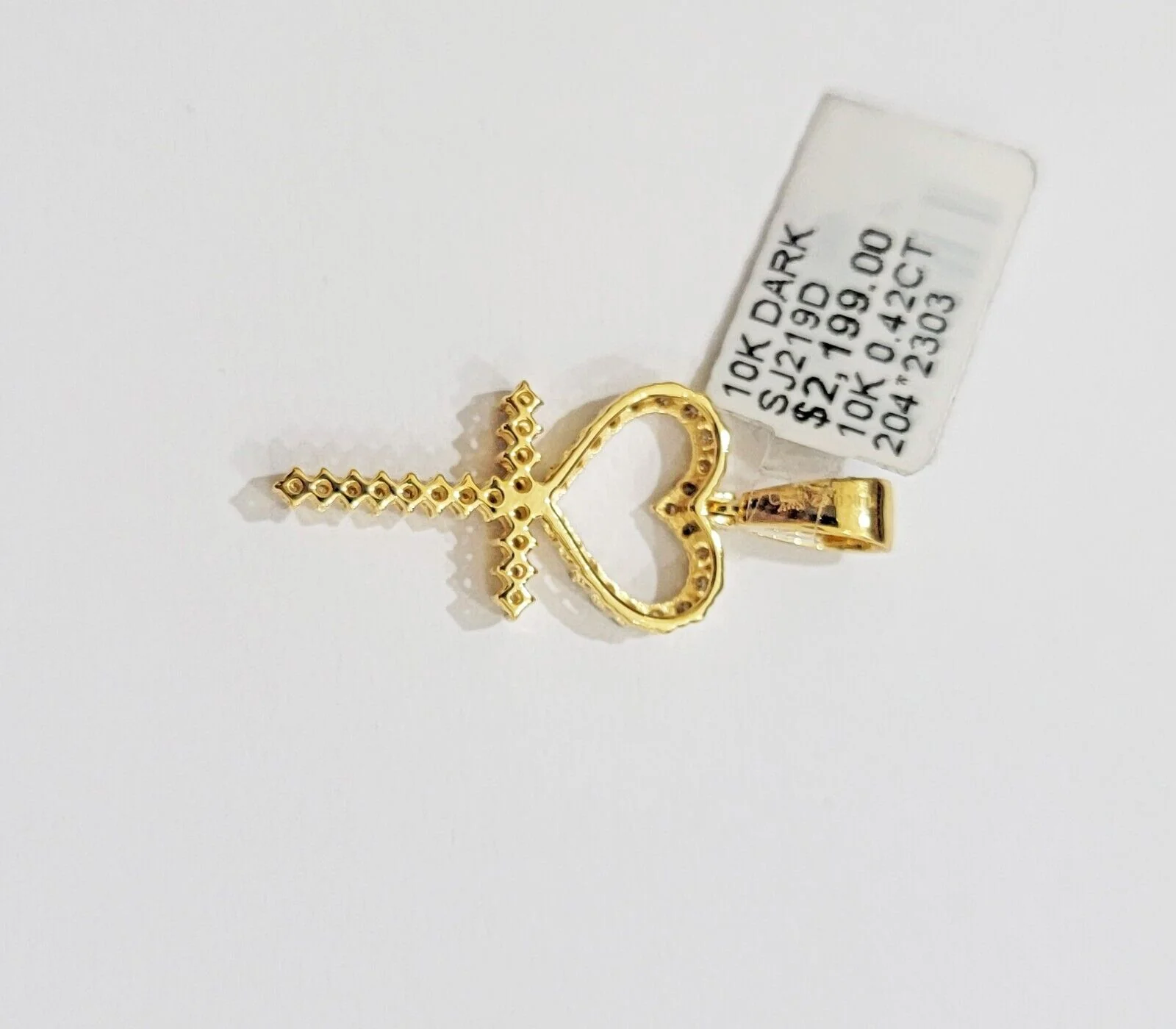 Ladies charm pendant Real 10k gold Natural Diamonds Heart Ankh Cross For Women - Image 6