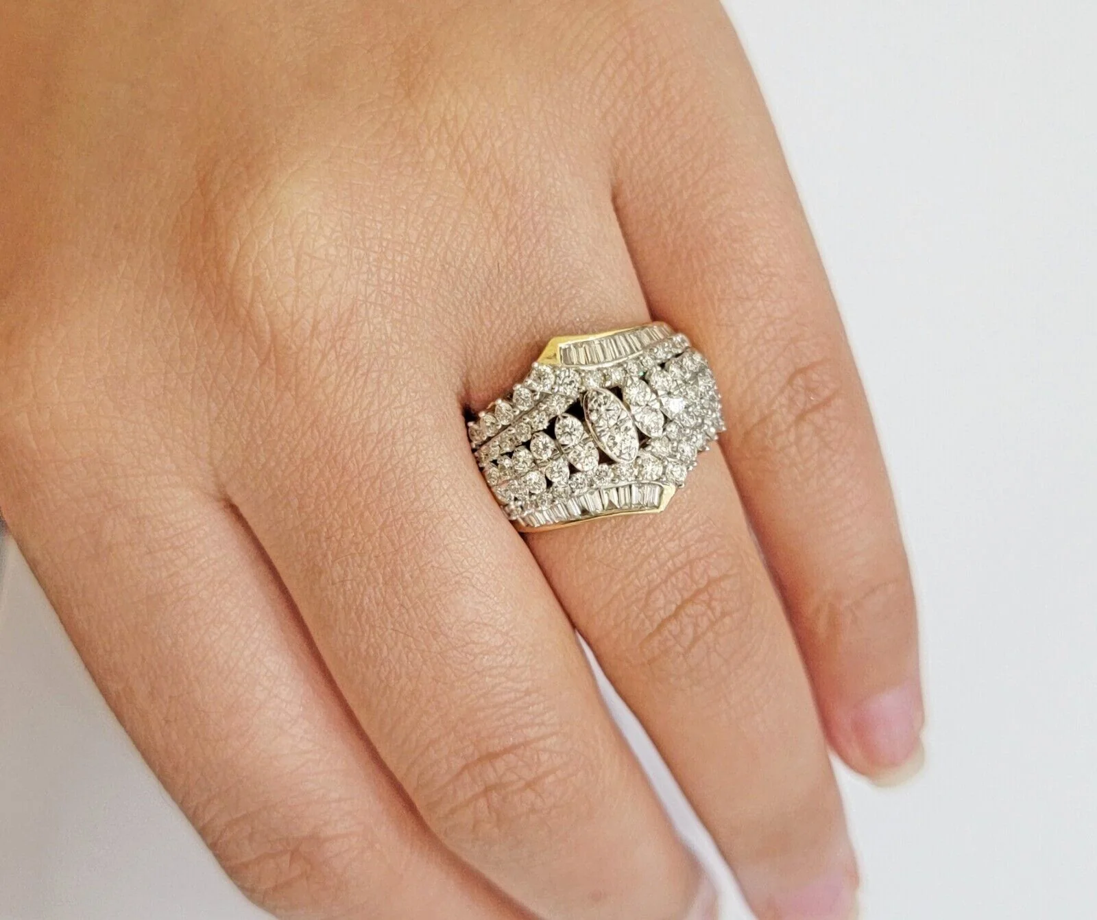 Ladies Diamond Ring Solid 10k Yellow Gold 1.50CT Natural Diamond women band REAL - Image 3