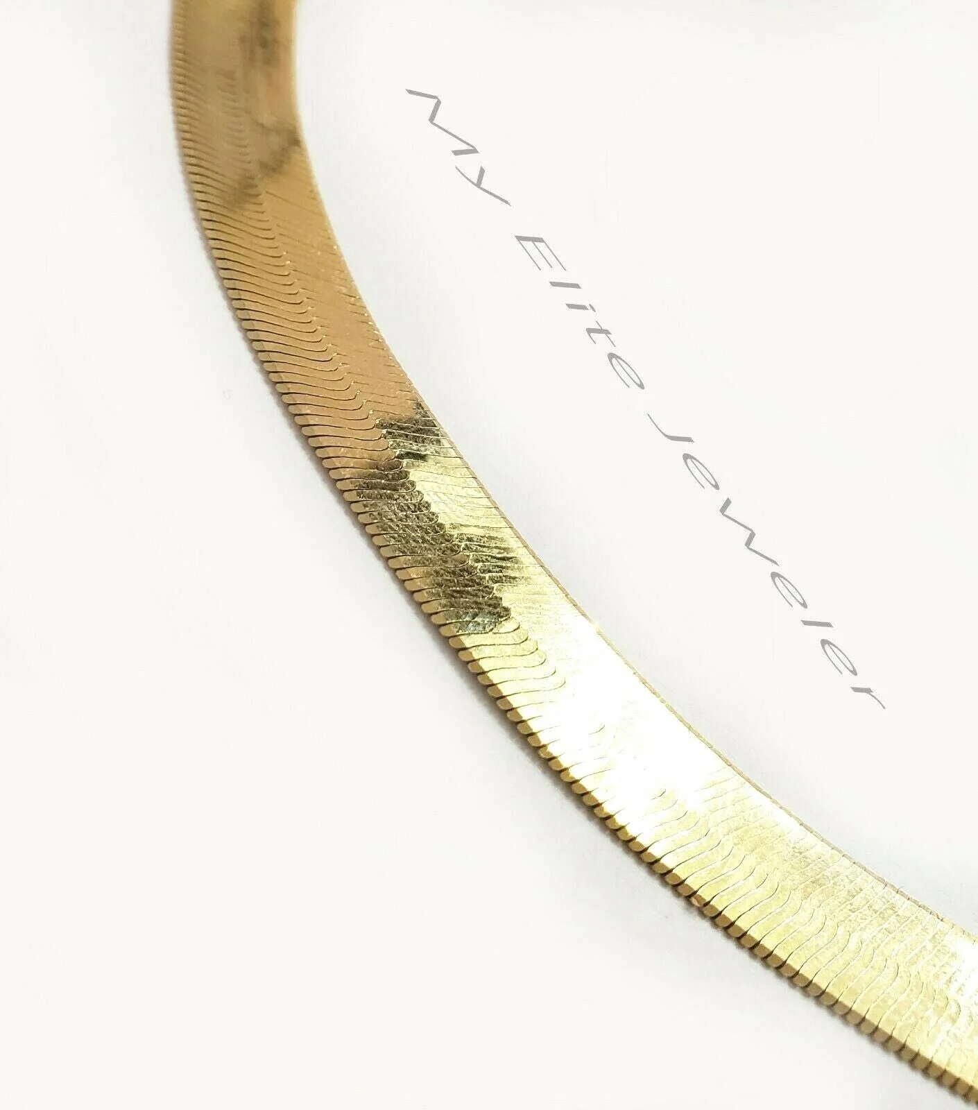 Ladies & Men's 10 K Yellow Gold Herring Bone Chain 20 Inch 10 mm Lobster Lock - Image 5