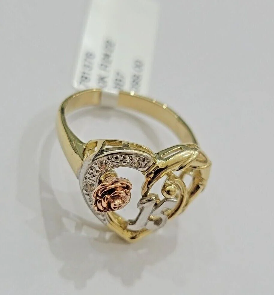 Ladies Ring 10k Gold Quinceanera 15 Anos Year Girls 10KT Yellow Hearts REAL SALE - Image 11