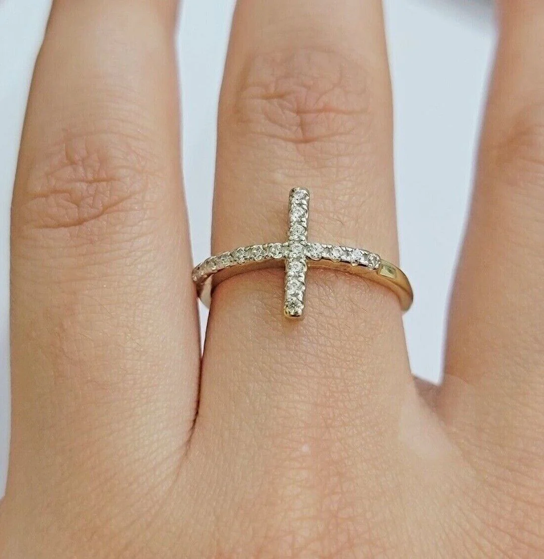 Ladies Ring 10k Yellow Gold Cross REAL 10KT Unique Casual Band LIMITED TIME SALE - Image 3