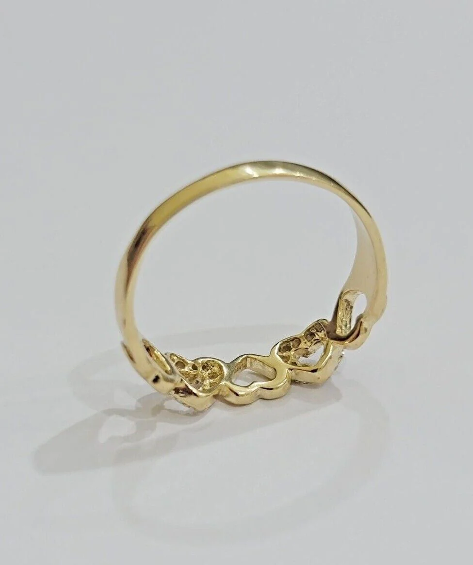 Ladies Ring 10k Yellow Gold Heart 10 KT REAL Unique Engagement Wedding Band SALE - Image 8