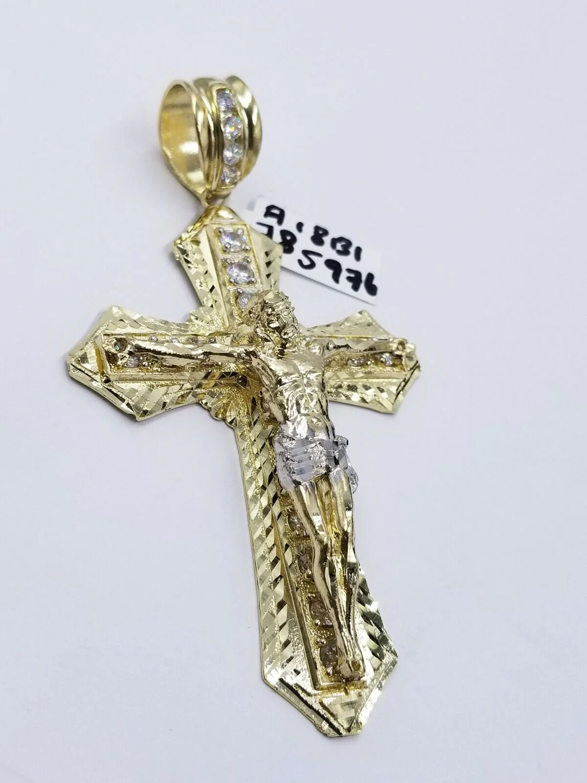 Men 10k Real Yellow Gold Rope Chain 24" Crucifix Cross Charm Diamond cut Set - Image 4
