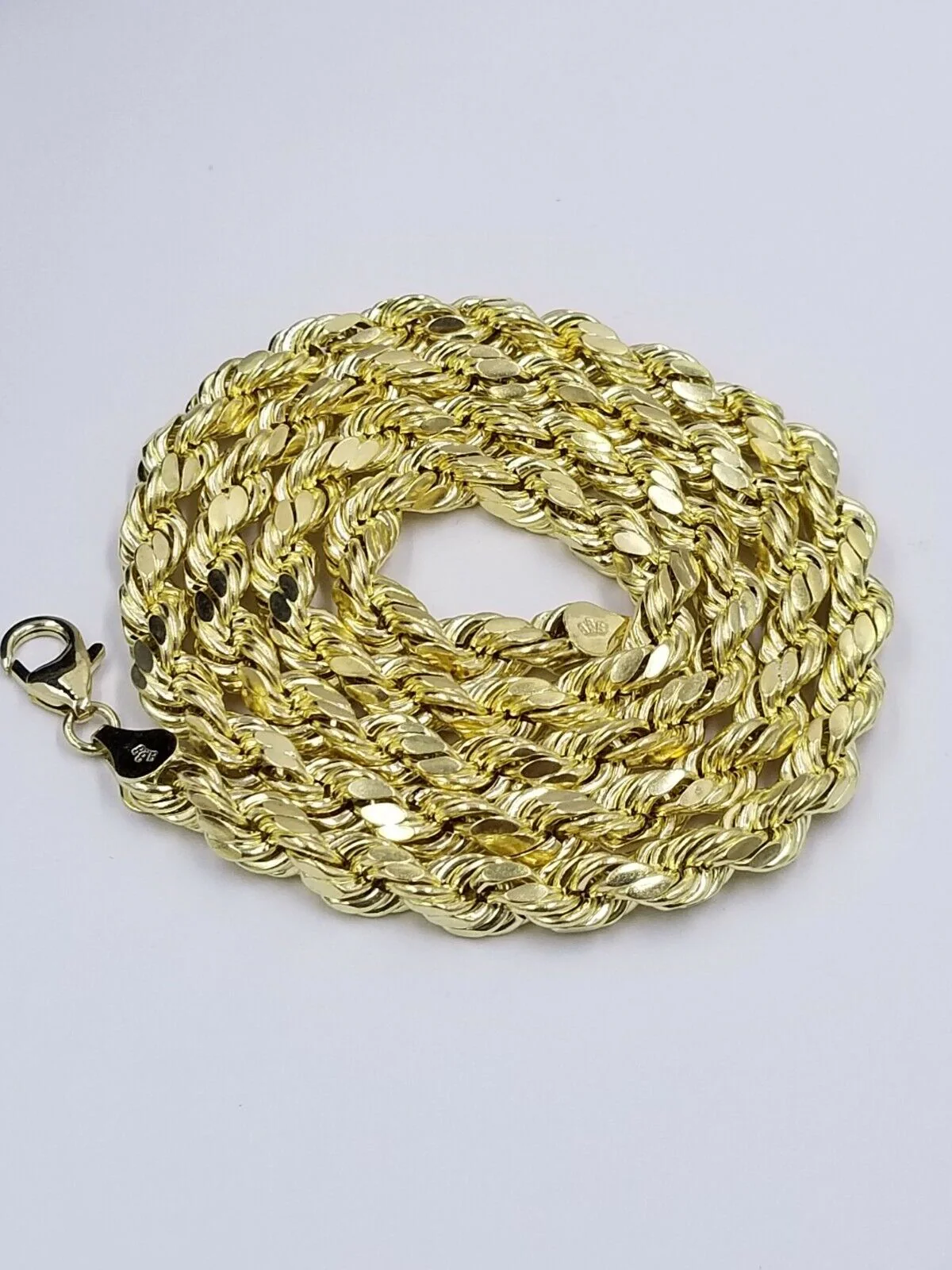 Men 10k Real Yellow Gold Rope Chain 24" Crucifix Cross Charm Diamond cut Set - Image 8