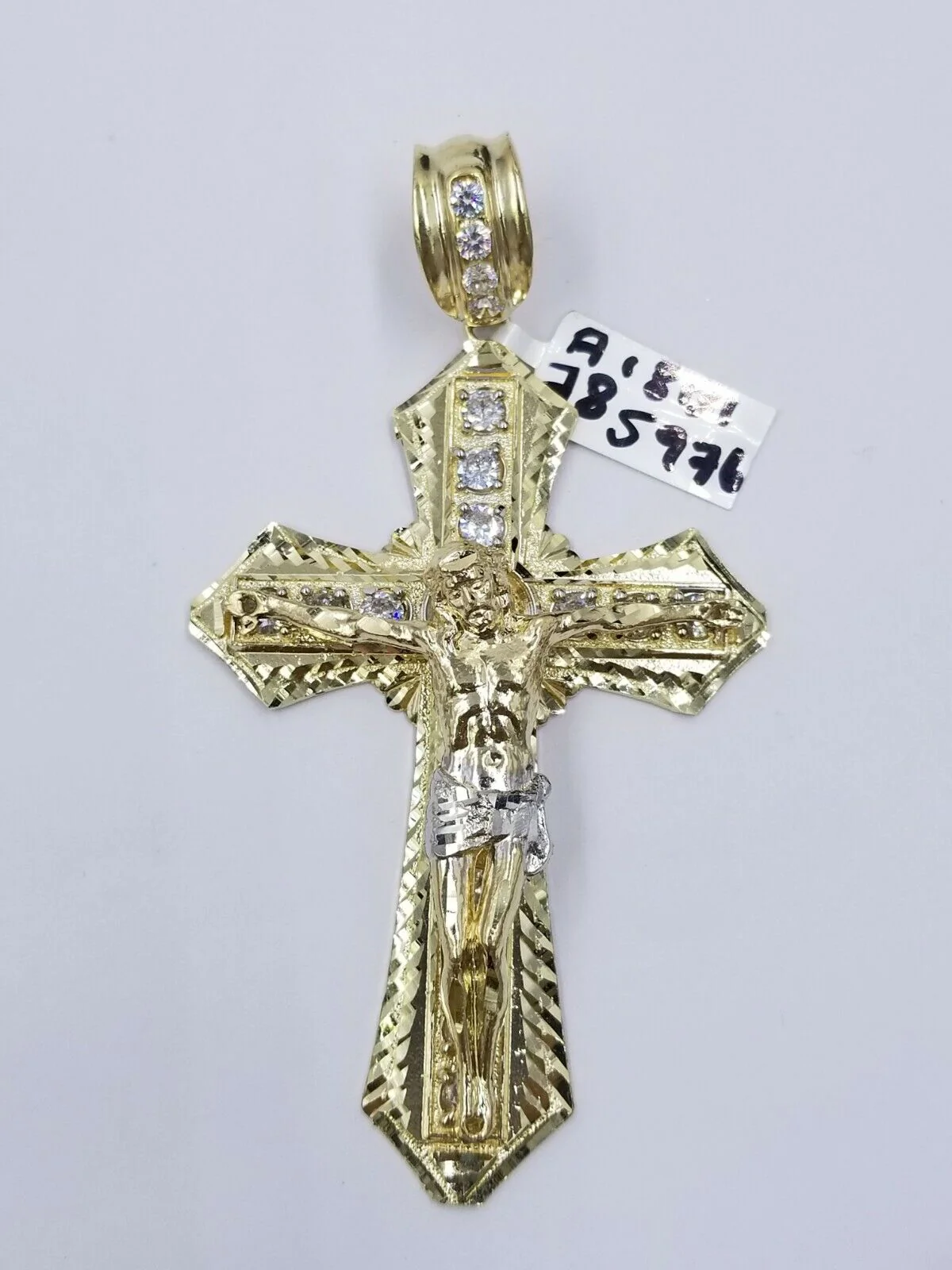 Men 10k Real Yellow Gold Rope Chain 24" Crucifix Cross Charm Diamond cut Set - Image 9