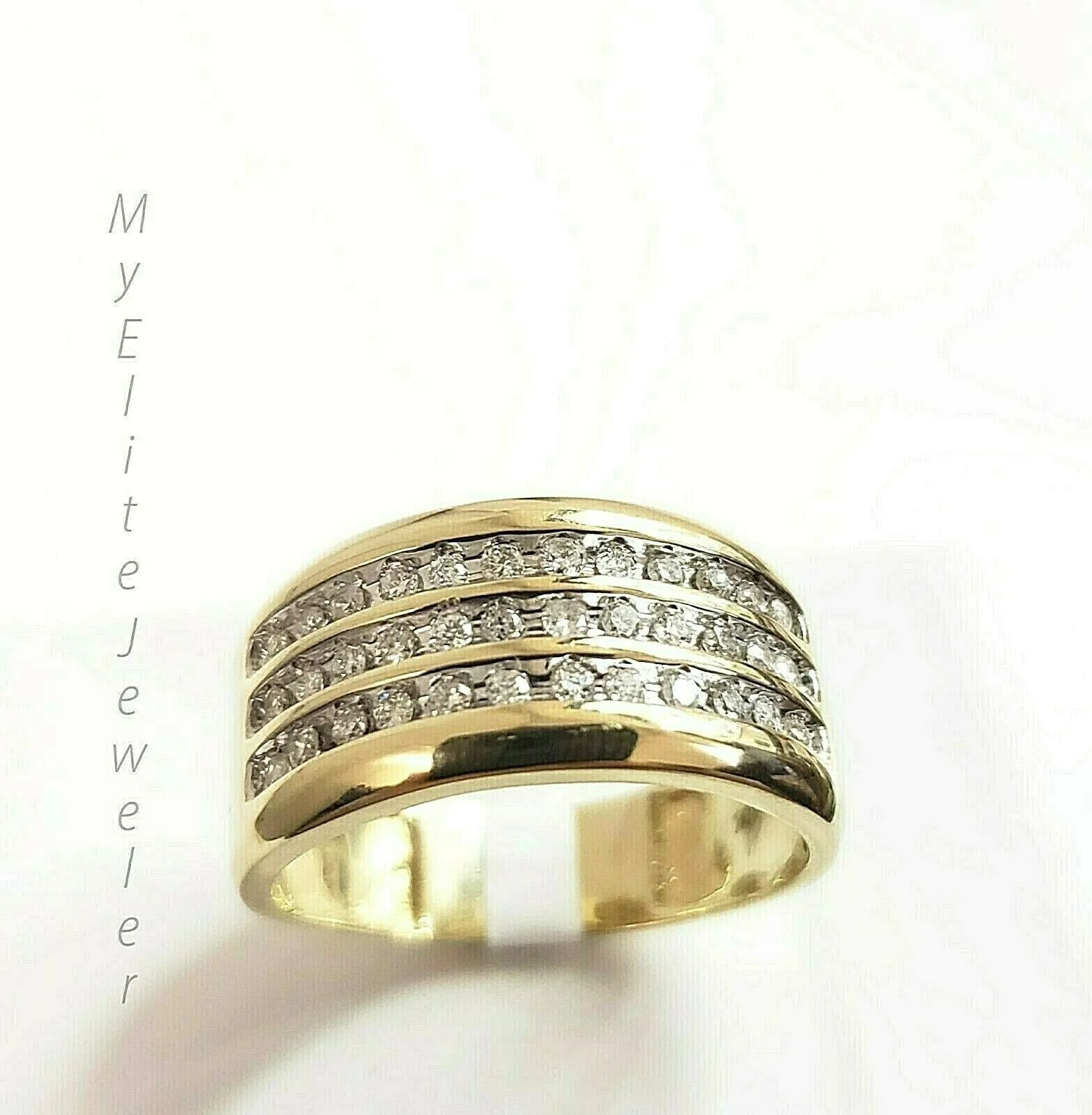 Mens 1/2CT Diamond Ring 10K Solid Gold Band Thick Bands, 100% GENUINE Ring Sizes 6,7,8,9,10,11 & 12 - Image 3