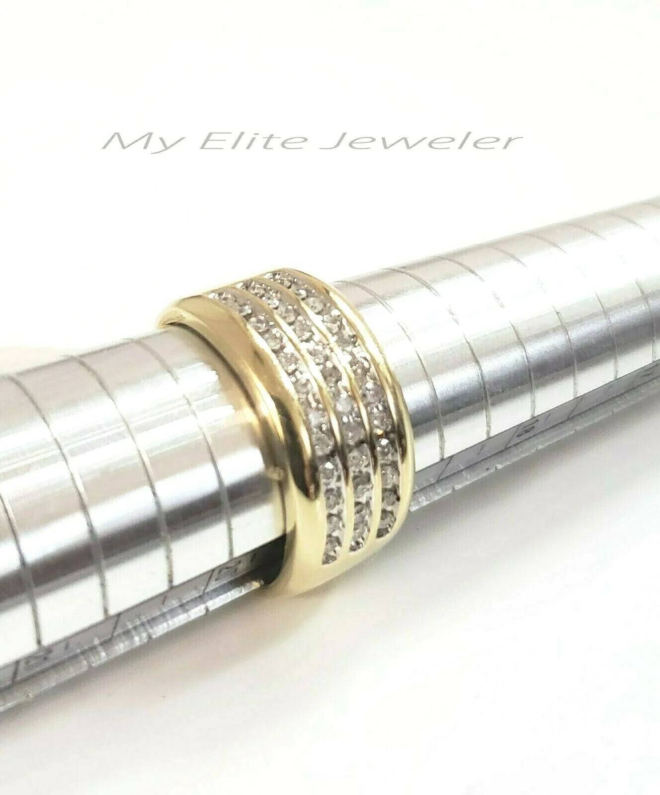 Mens 1/2CT Diamond Ring 10K Solid Gold Band Thick Bands, 100% GENUINE Ring Sizes 6,7,8,9,10,11 & 12 - Image 5