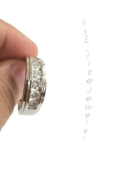 Men's 1 CT Solitaire Diamond Ring 10 K Solid White Gold Band Thick Bands Ring Sizes 6,7,8,9,10,11 & 12 - Image 3