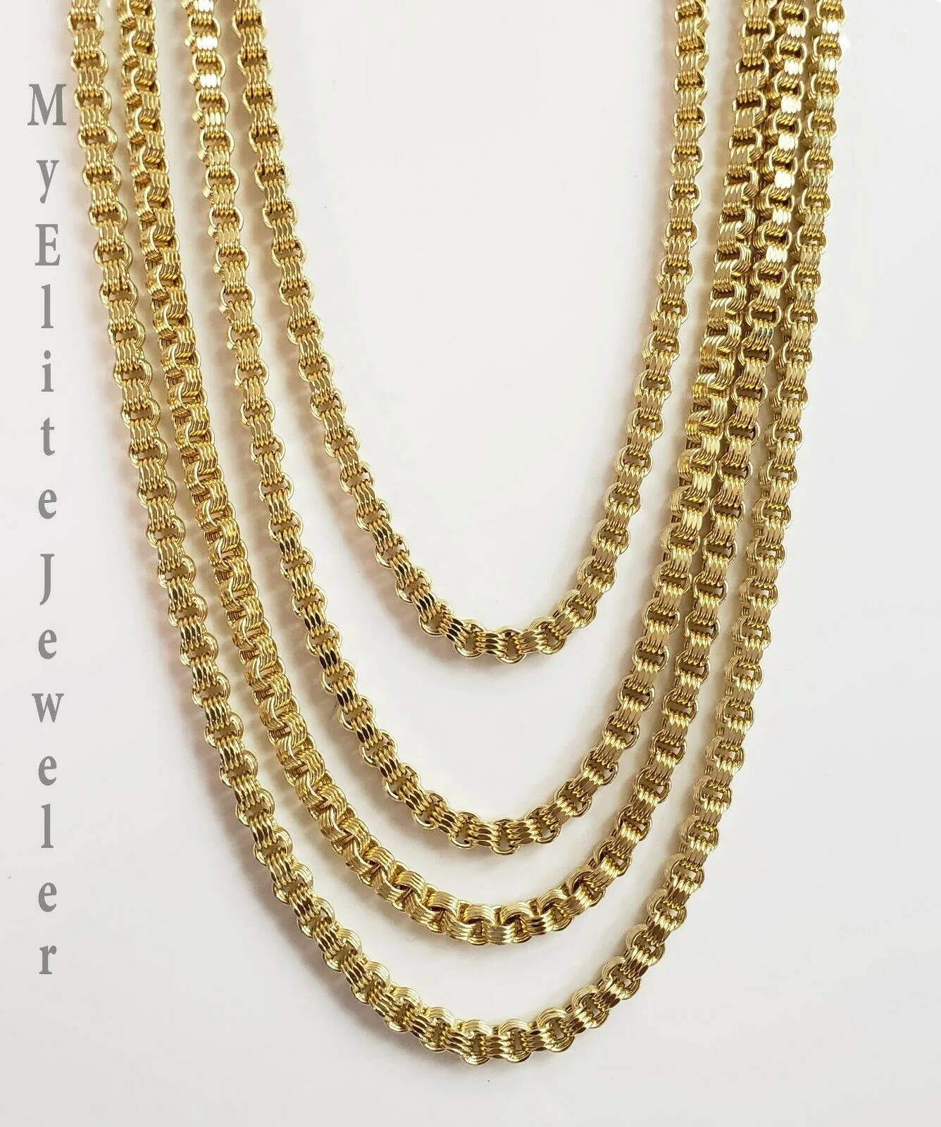 Mens 10K Yellow Gold Byzantine Chain Necklace 18"- 30 Inch 5mm - Image 6
