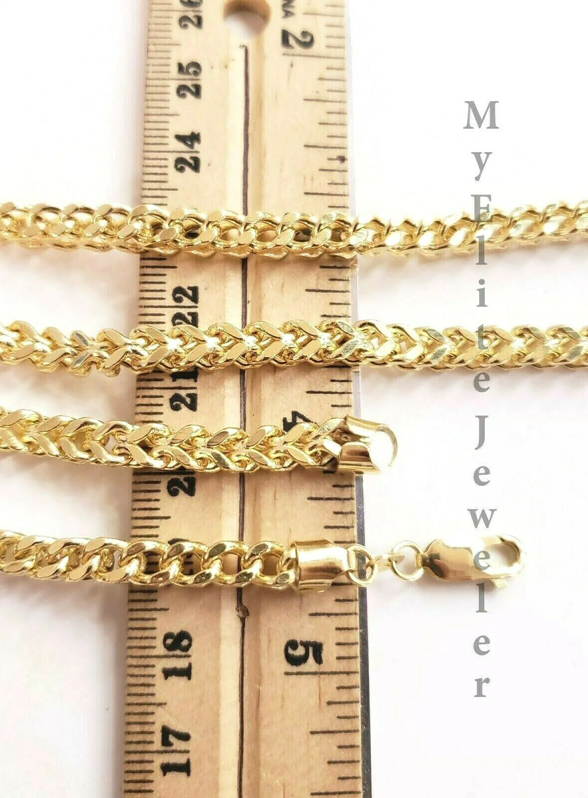 Mens 10K Yellow Gold Franco Link Chain Necklace 24 Inch 5MM Lobster Lock, Thick - Image 2