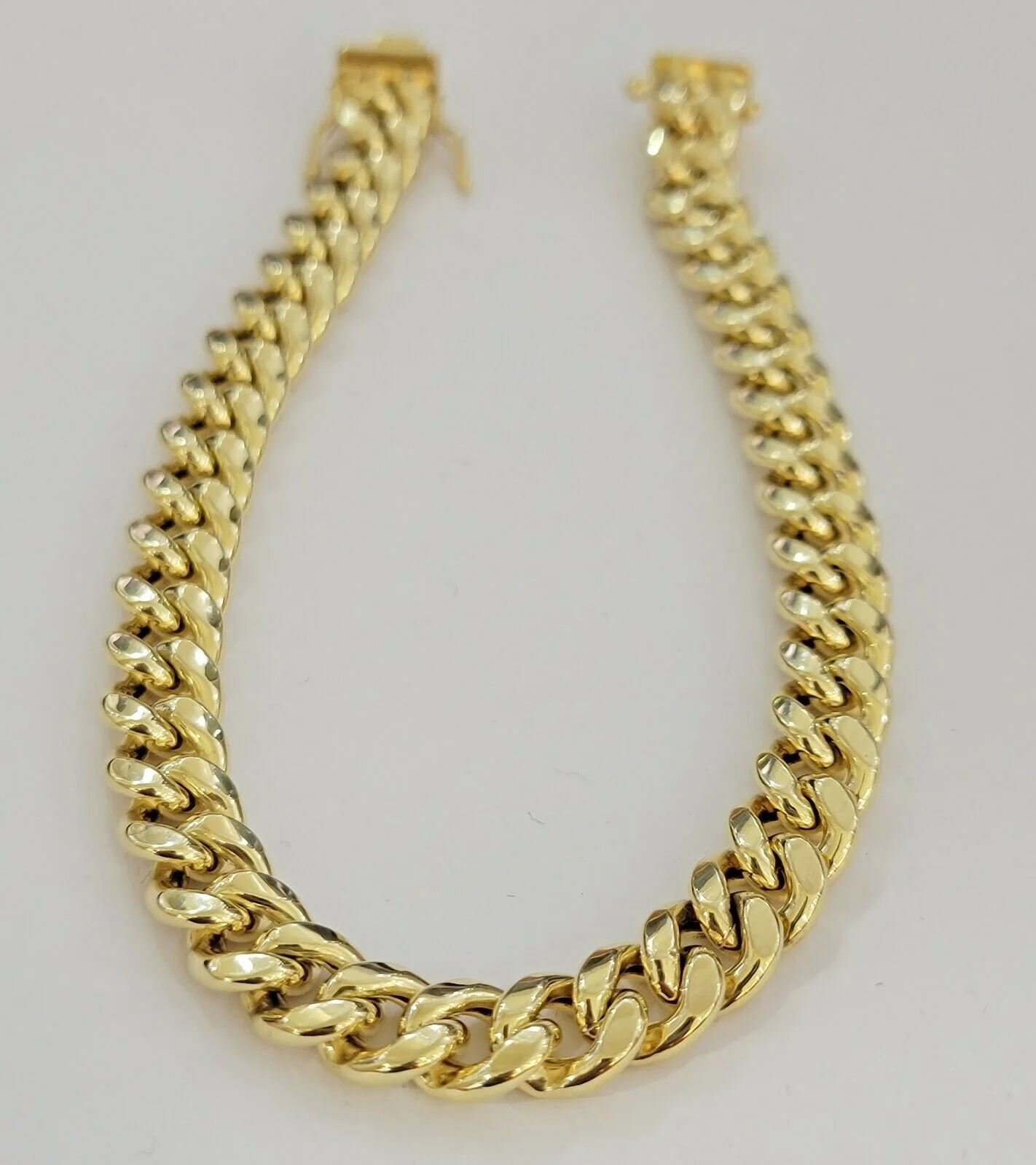 Mens 10K Yellow Gold Miami Cuban Link Bracelet 9mm 10 Inch long Box Lock REAL - Image 2