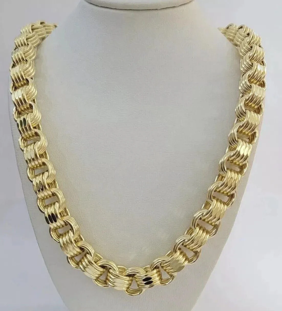 Mens 10k Yellow Gold Necklace Box Byzantine Chain 12mm 22"- 30 inch REAL 10kt - Image 3