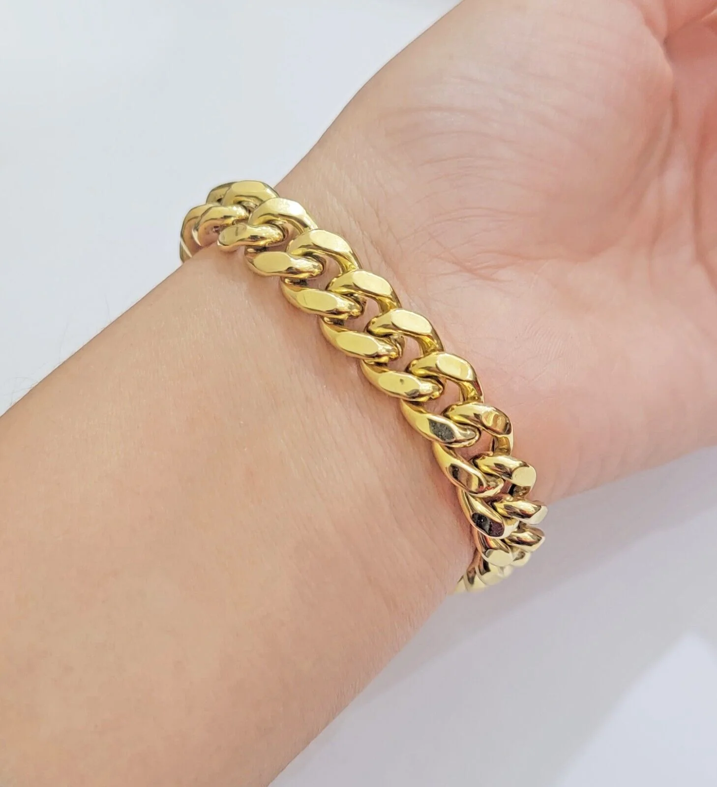 Mens 14k Yellow Gold Bracelet 7.5 Inch Miami Cuban Link Box Clasp REAL 14KT - Image 6