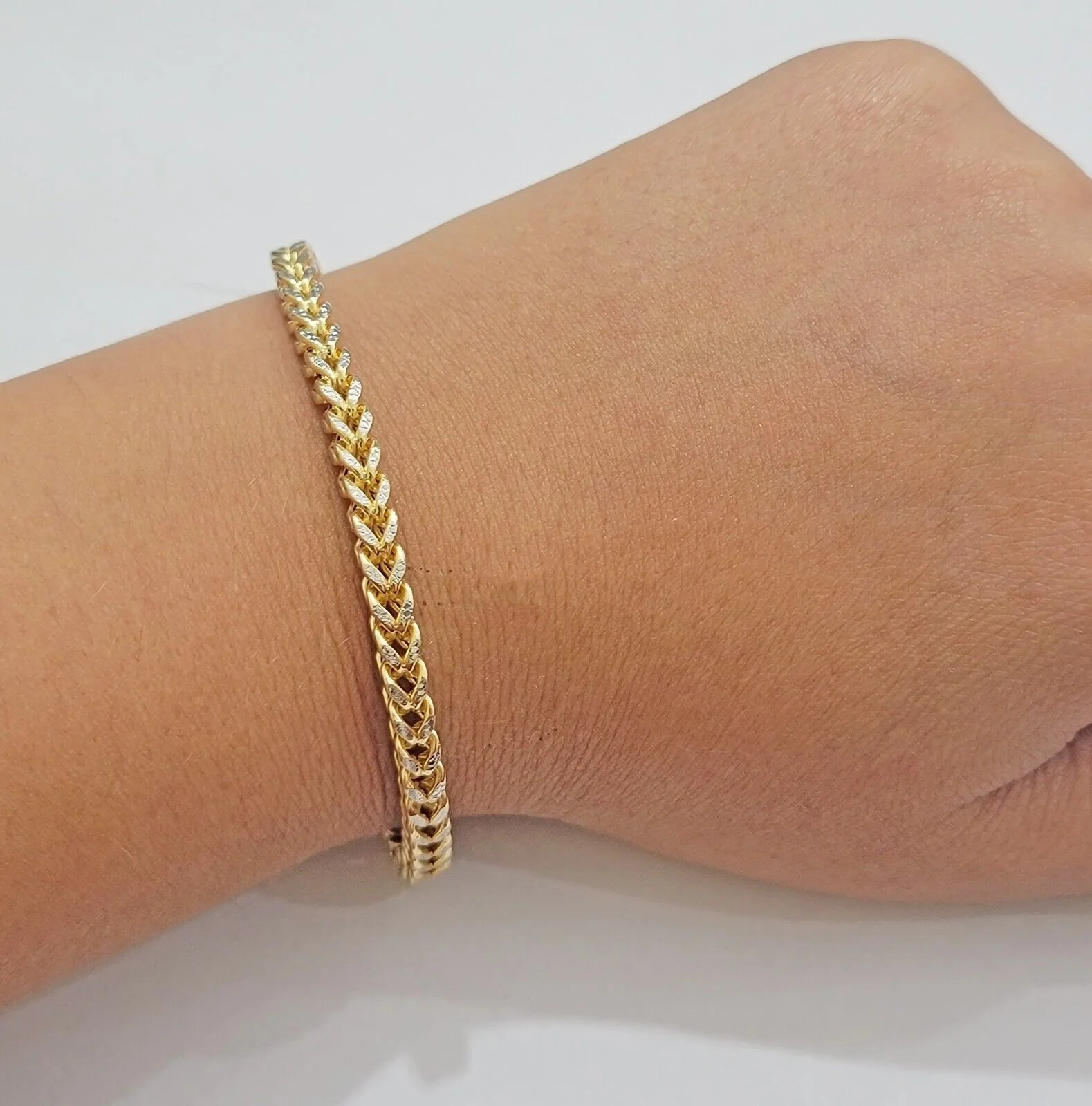 Mens 14k Yellow Gold Franco Bracelet 8" 4mm Diamond Cut Authentic 14KT , STRONG - Image 3