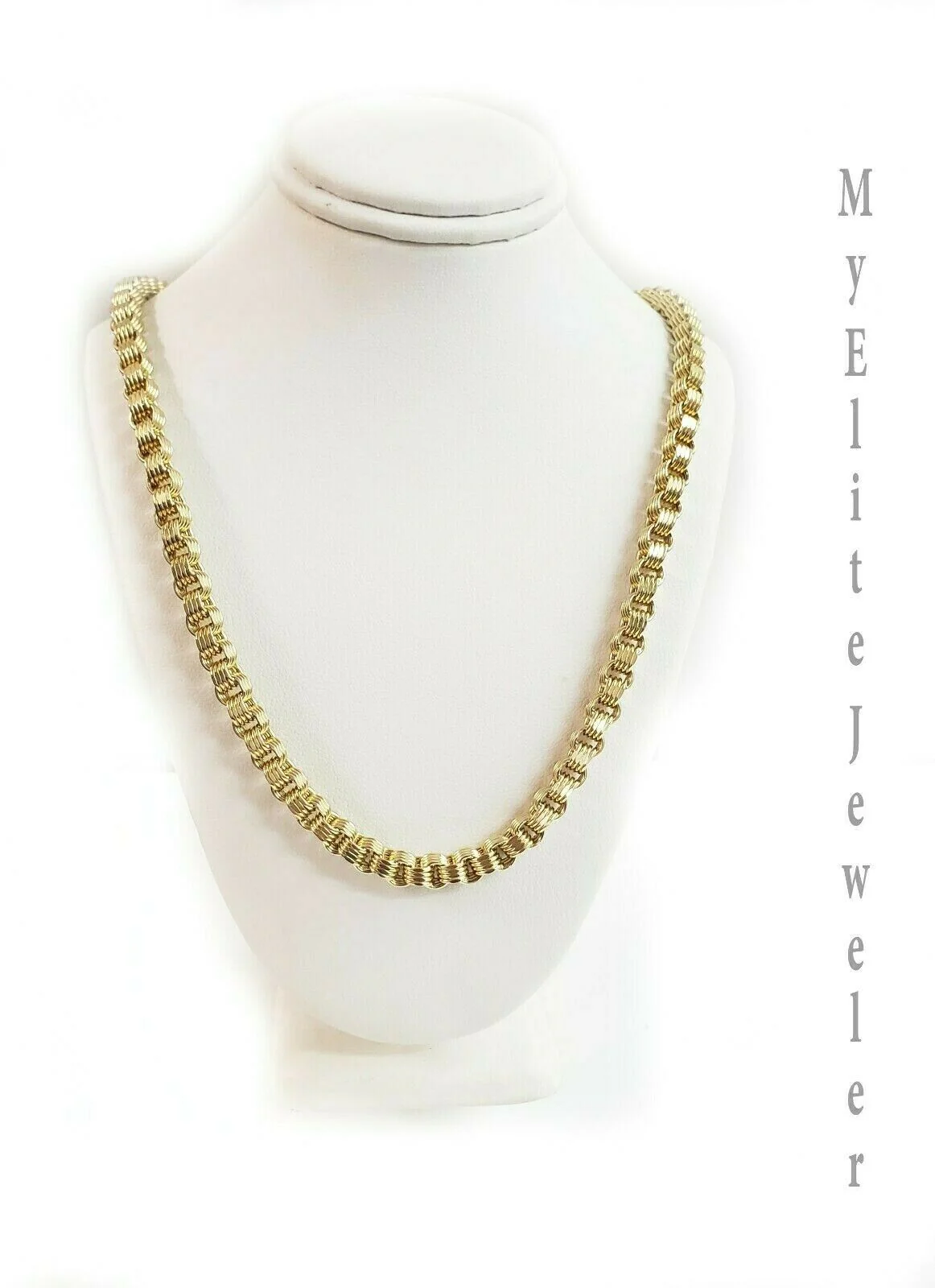 Men's Ladies 10K Byzantine Chain Necklace 28 Inch 5mm Lobster Lock Yellow Gold - Image 3