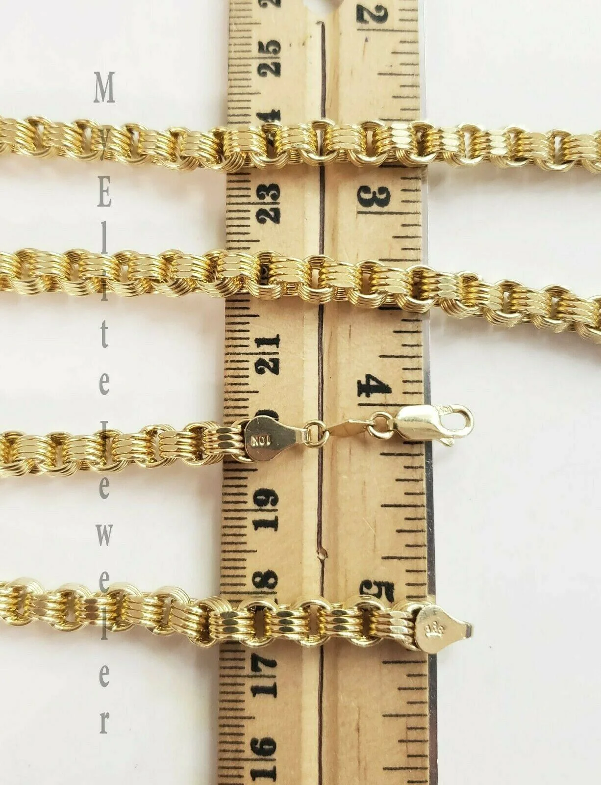 Men's Ladies 10K Byzantine Chain Necklace 28 Inch 5mm Lobster Lock Yellow Gold - Image 8