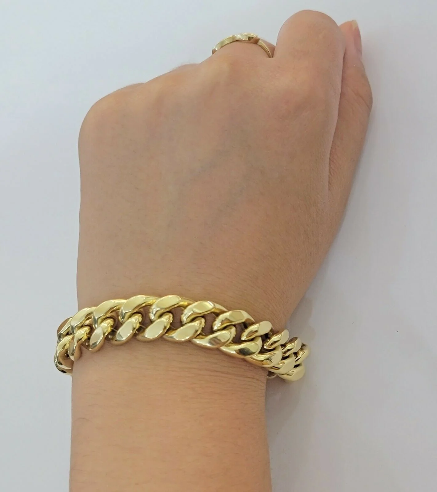 Mens REAL 10k Gold Miami Cuban Bracelet 7.5" 13mm 10 kt Yellow Gold Strong Links - Image 4