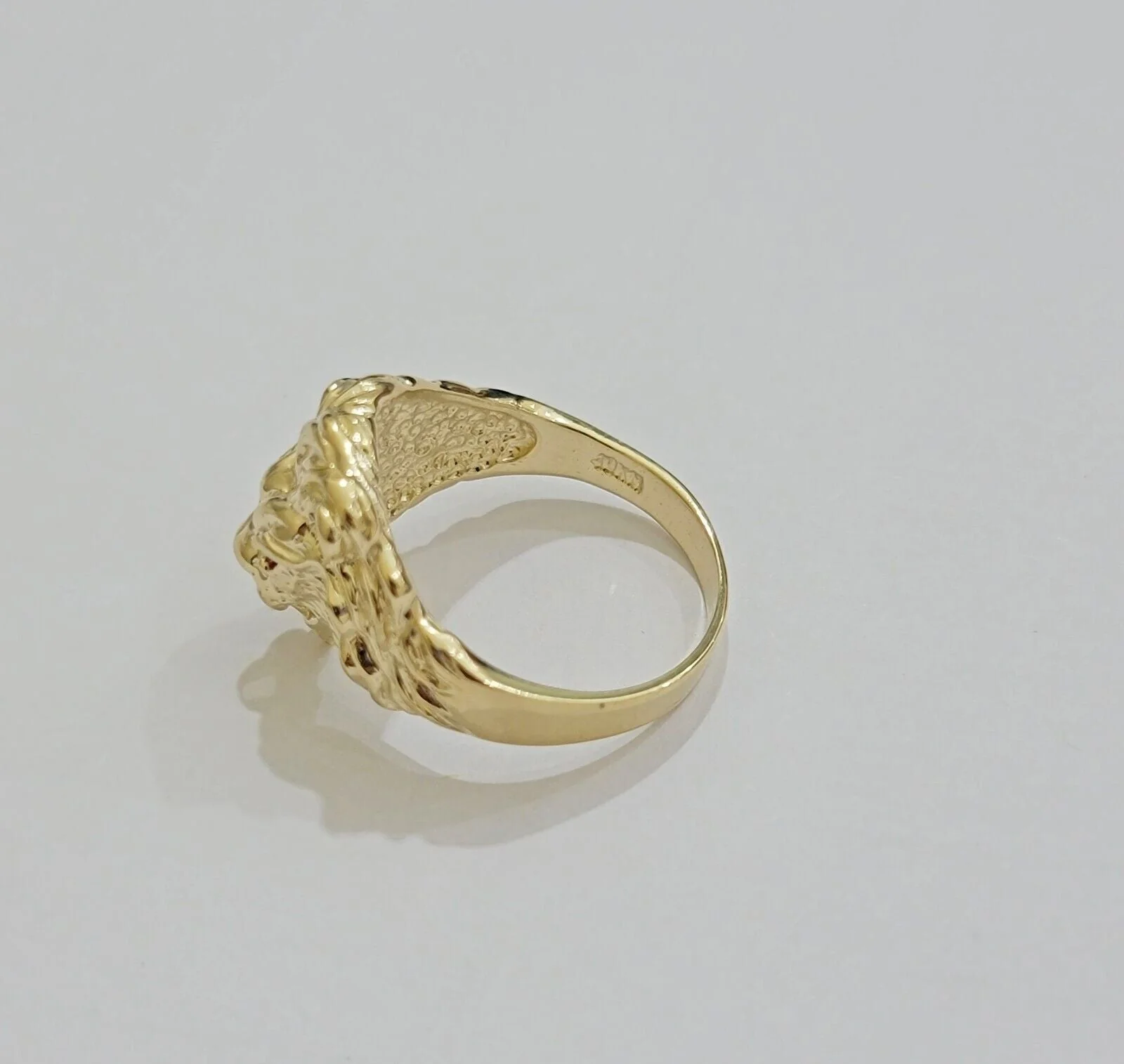 Mens Ring Lion Head REAL 10k Yellow Gold Roaring Lion With Red Eye , 10kt Solid All Sizes - Image 7
