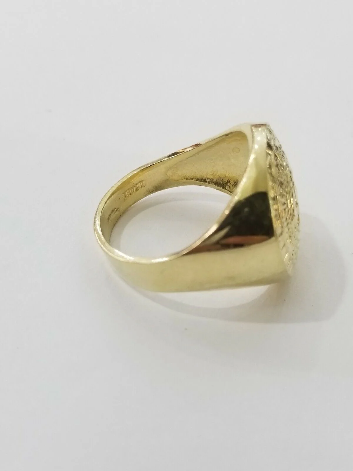 Mens Ring Solid 10k Yellow Gold Aztec Mayan Sun Calendar 10 KT REAL Gold Unique - Image 5