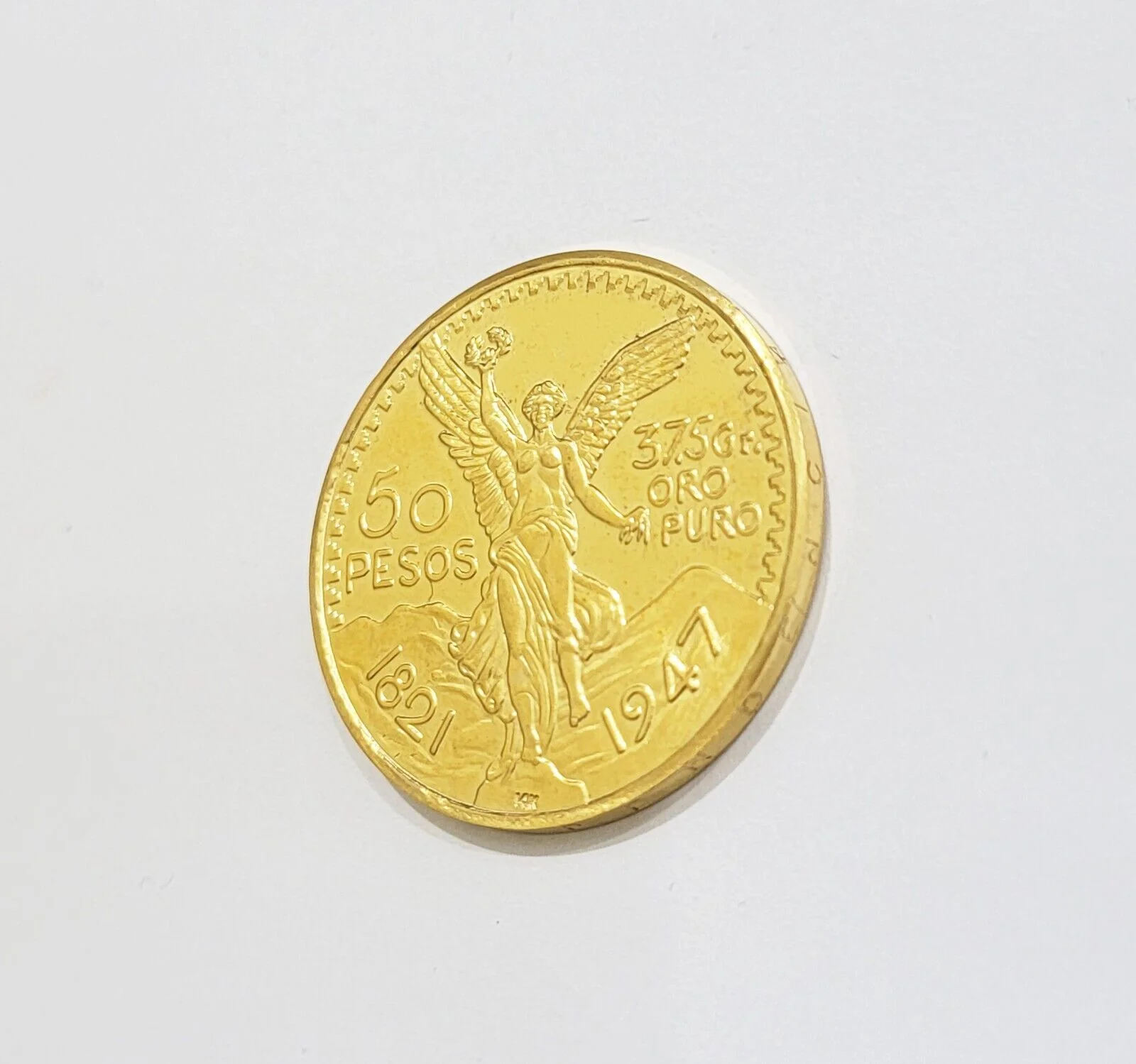 Mexico Gold 50 Pesos 1821 1947 Date Copy Coin SOLID 14k Gold Charm Centenario - Image 6