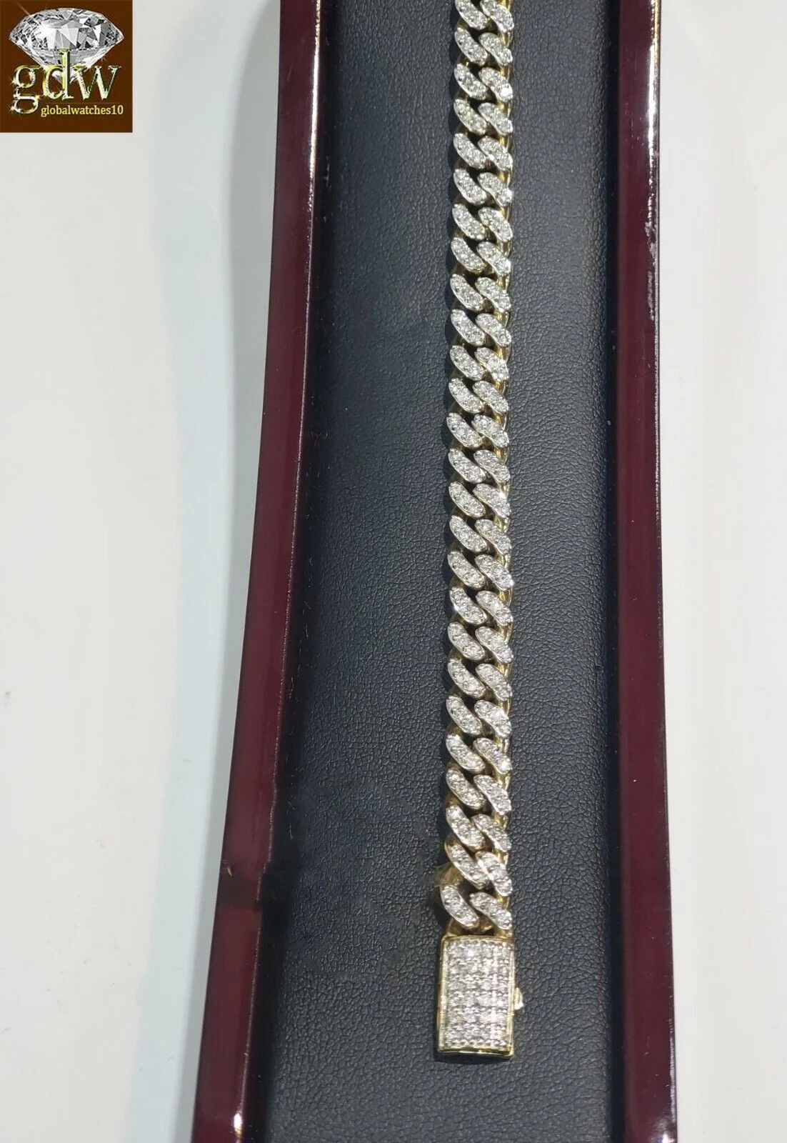 Miami Cuban Link Diamond 10k Bracelet Link Yellow Gold  Box Clasp seven .five " - Image 4
