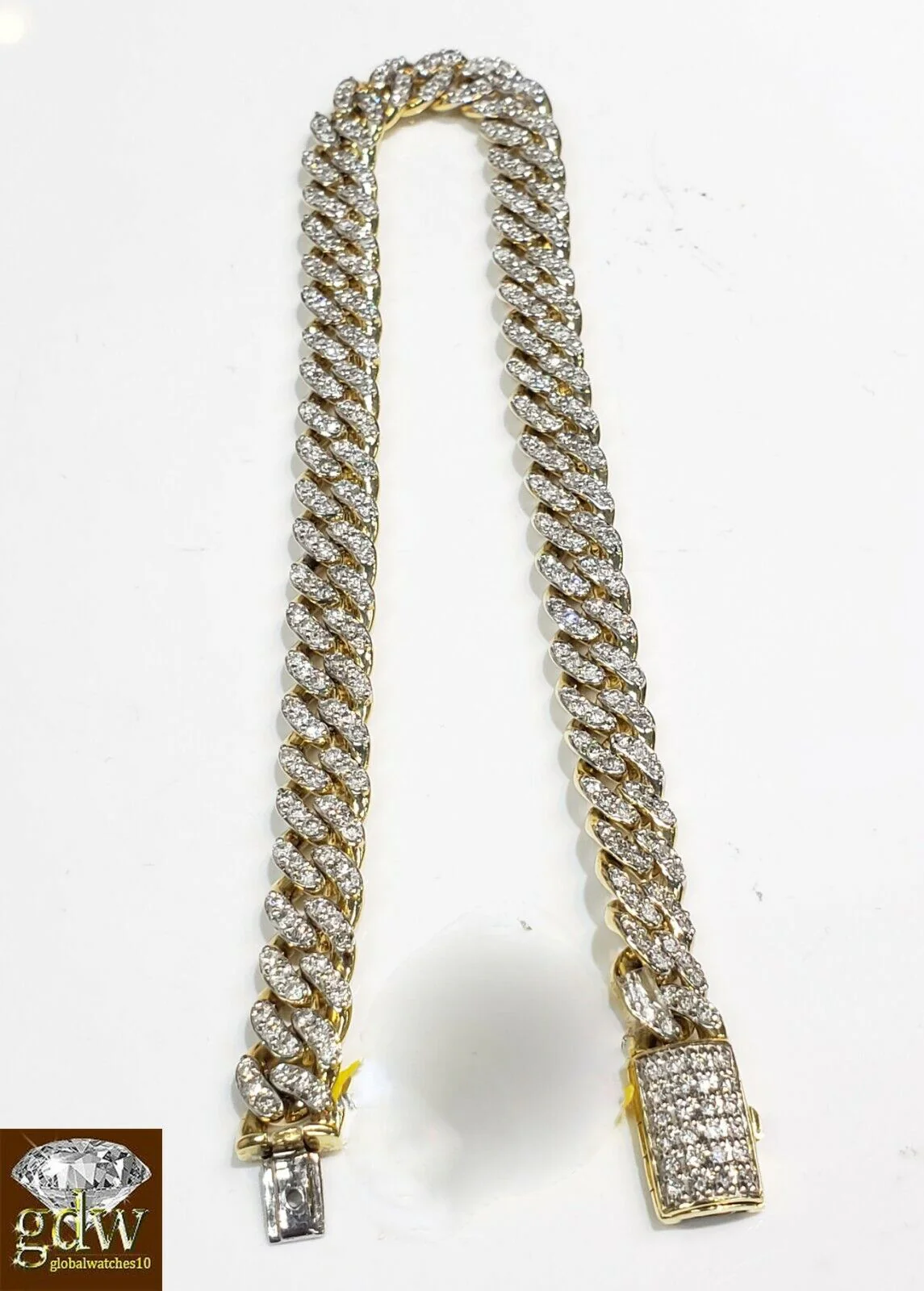 Miami Cuban Link Diamond 10k Bracelet Link Yellow Gold  Box Clasp seven .five " - Image 5