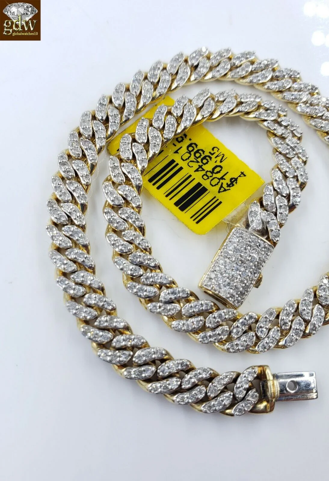 Miami Cuban Link Diamond 10k Bracelet Link Yellow Gold  Box Clasp seven .five " - Image 6