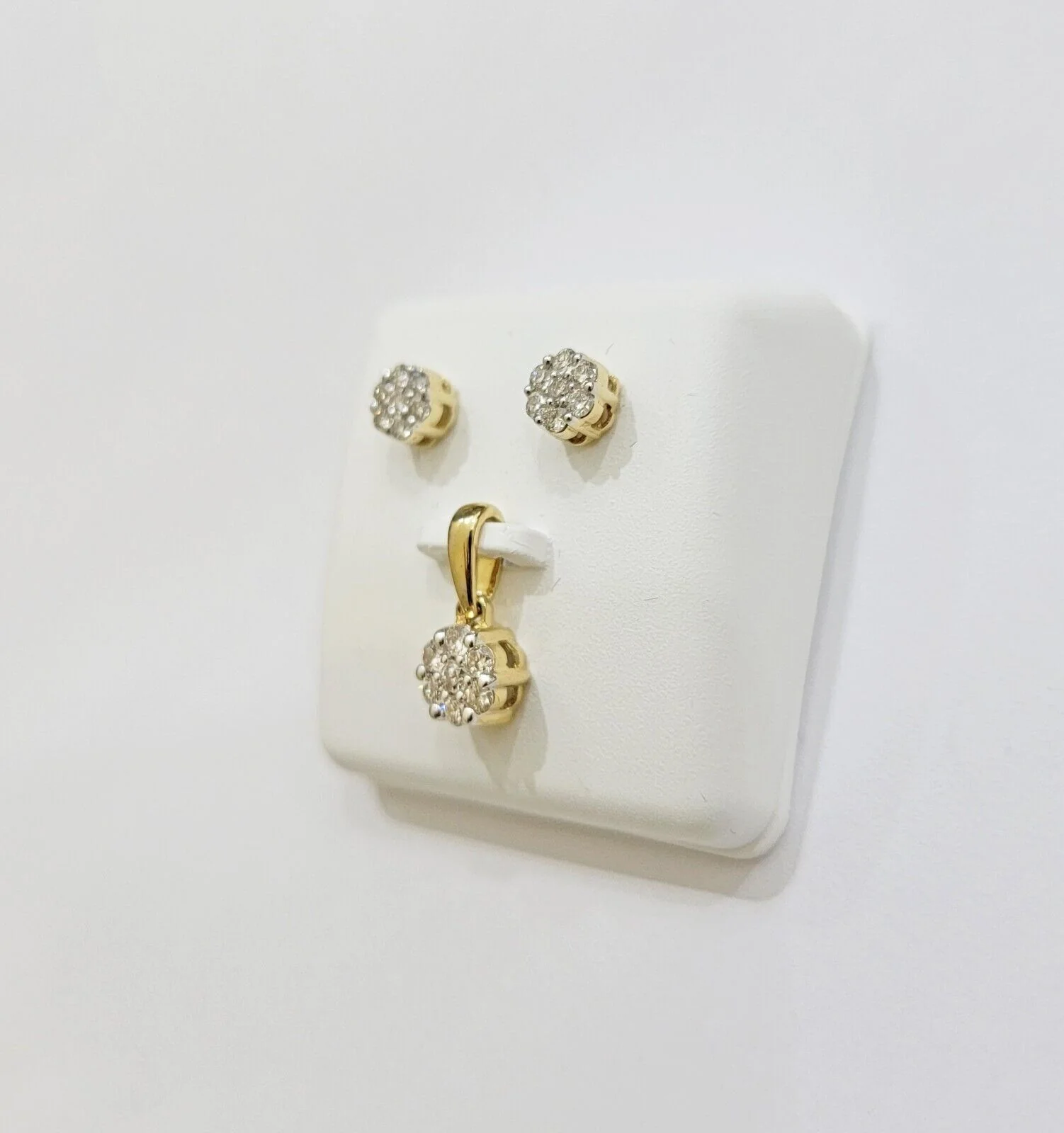 Rea 10k Gold Diamond Charm Pendant Earring Set for Ladies/ Women with FREE Chain - Image 3