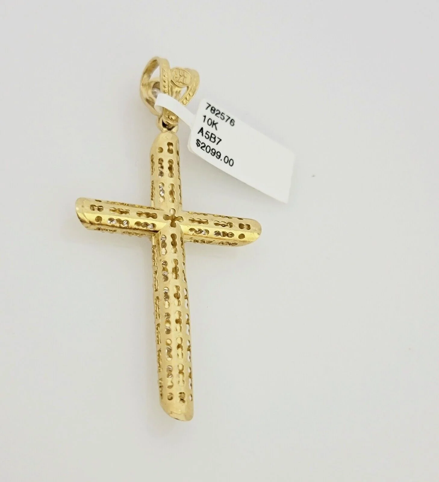 Real 10 k Yellow Gold Cross Charm Pendant With Cubic Zirconia Stone , Mens 10KT - Image 6