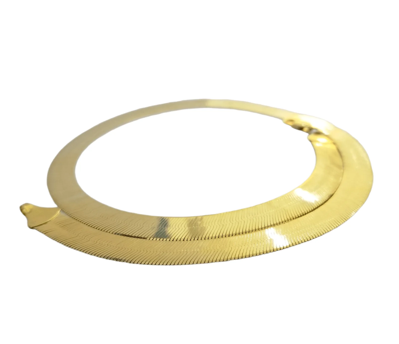 Real 10k 8mm Yellow Gold Herring Bone Chain Necklace 16 Inches Lobster lock - Image 2