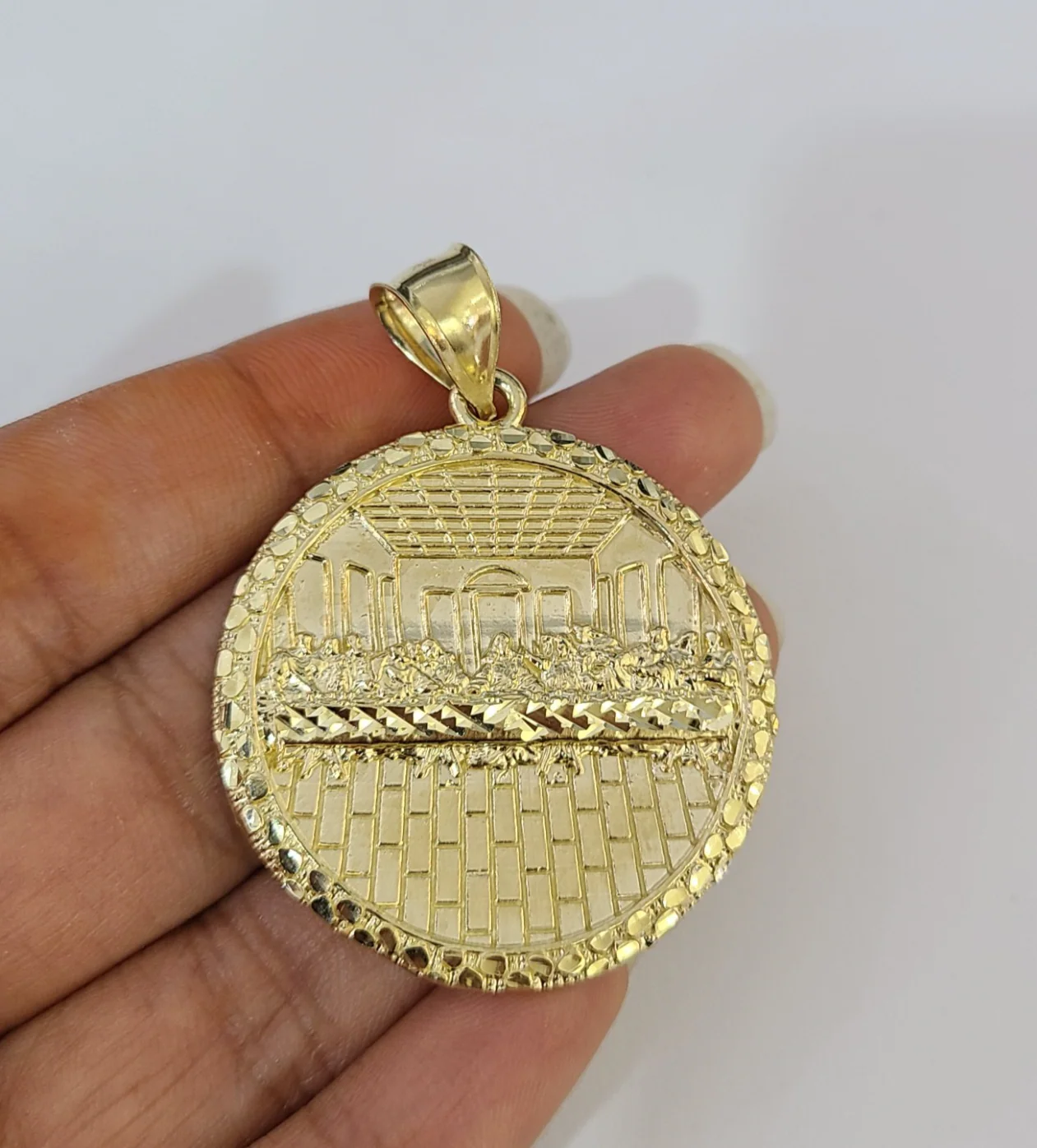 Real 10k  Last Supper  Charm Pendant Men Women 10kt Yellow Gold - Image 2