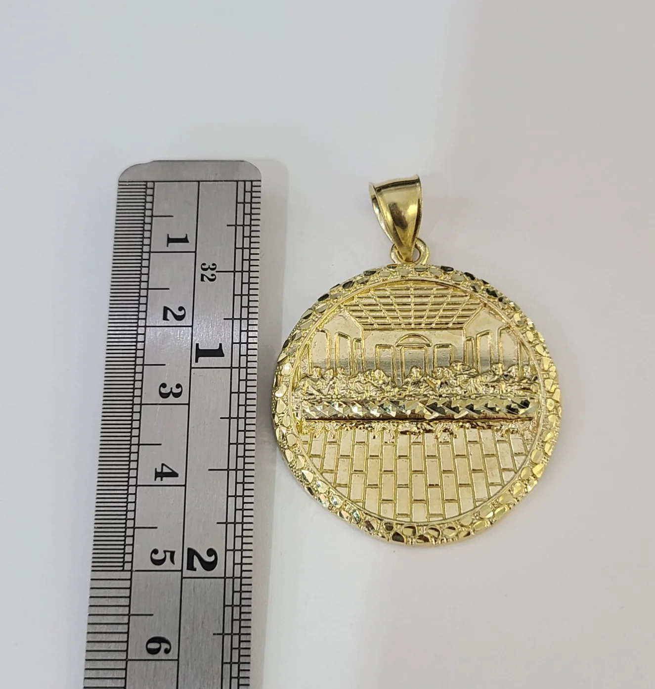 Real 10k  Last Supper  Charm Pendant Men Women 10kt Yellow Gold - Image 3