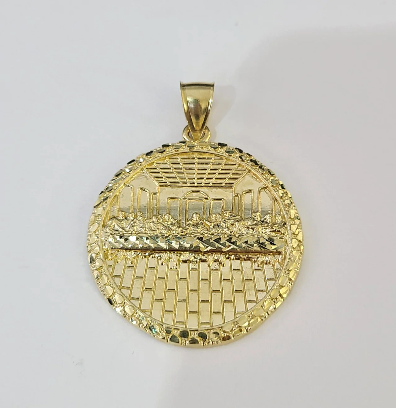 Real 10k  Last Supper  Charm Pendant Men Women 10kt Yellow Gold - Image 5